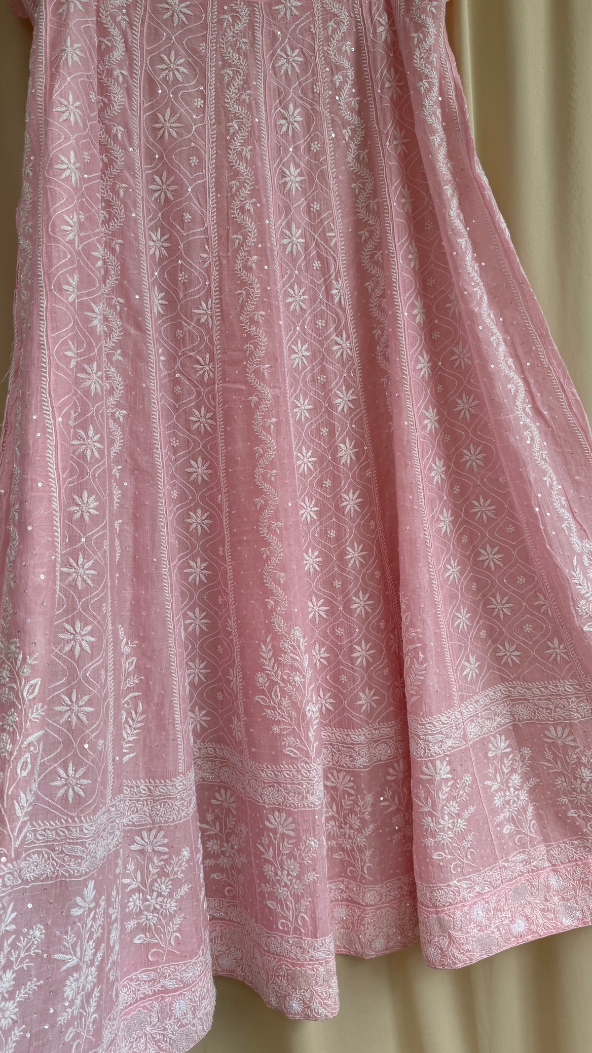 Mul Chanderi Chikankari Lehenga with Cutdana & Sequin Hand Embroidery