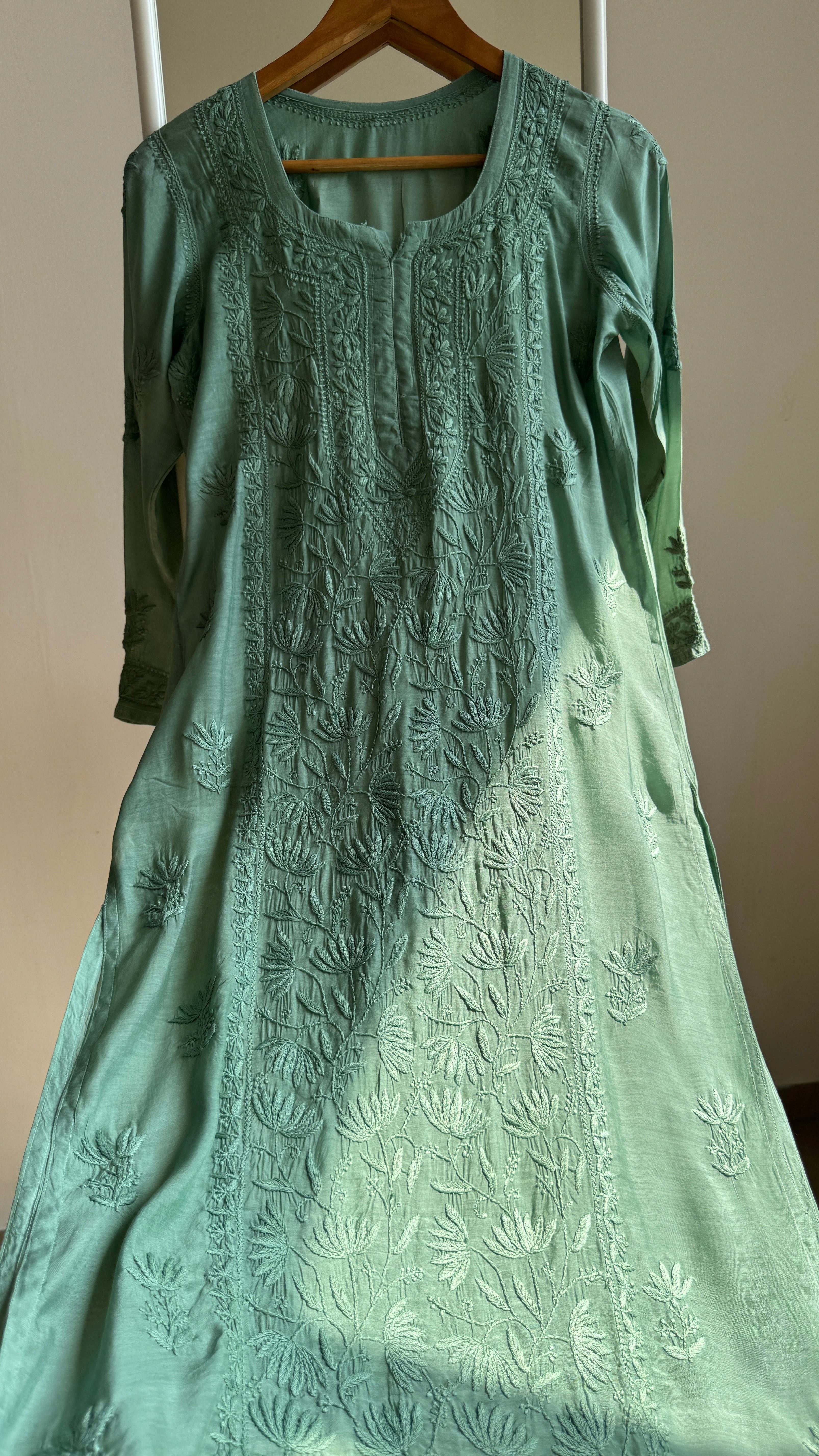 Muslin Chikankari Plazzo Set - Forest Green