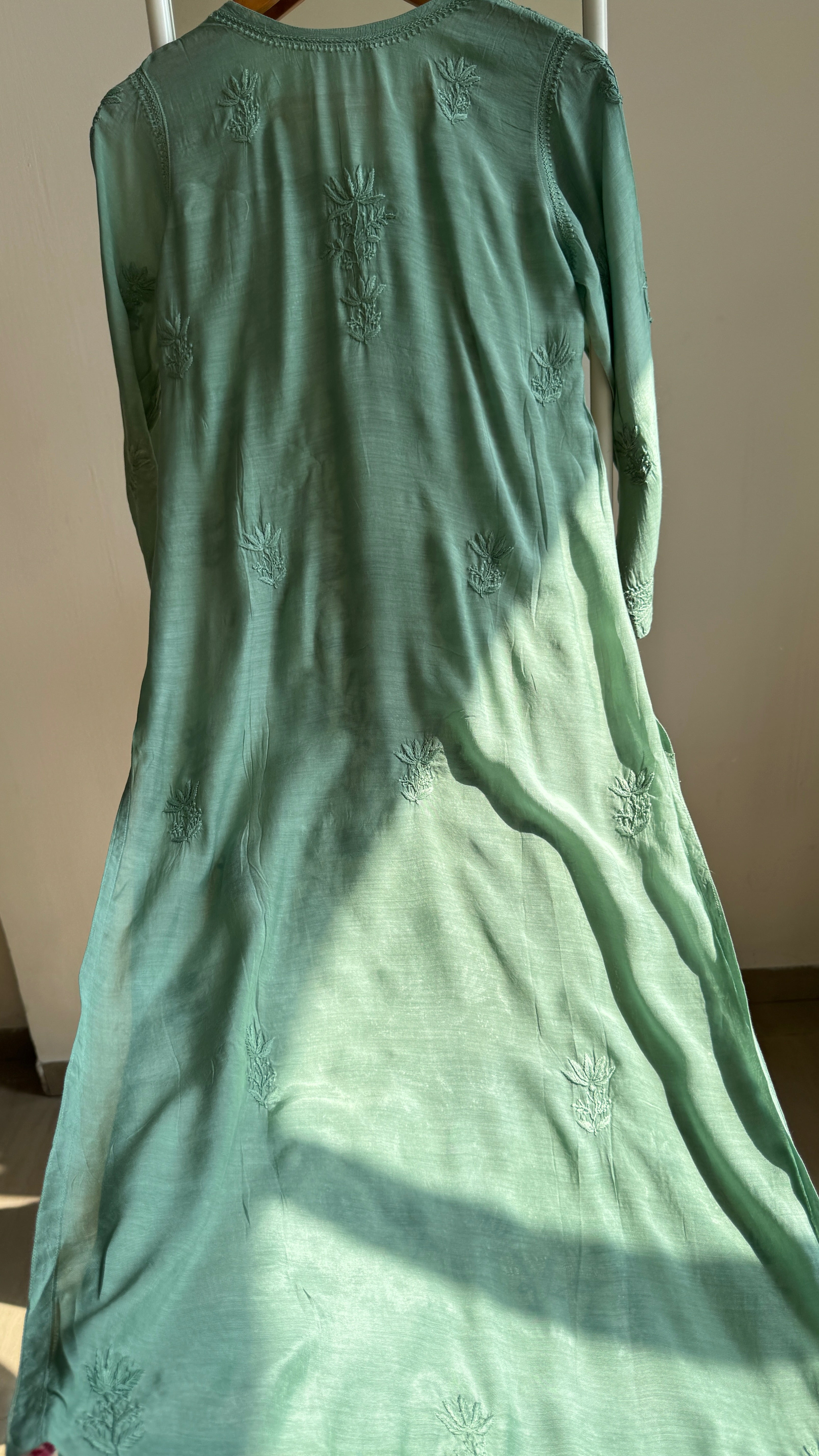 Muslin Chikankari Plazzo Set - Forest Green