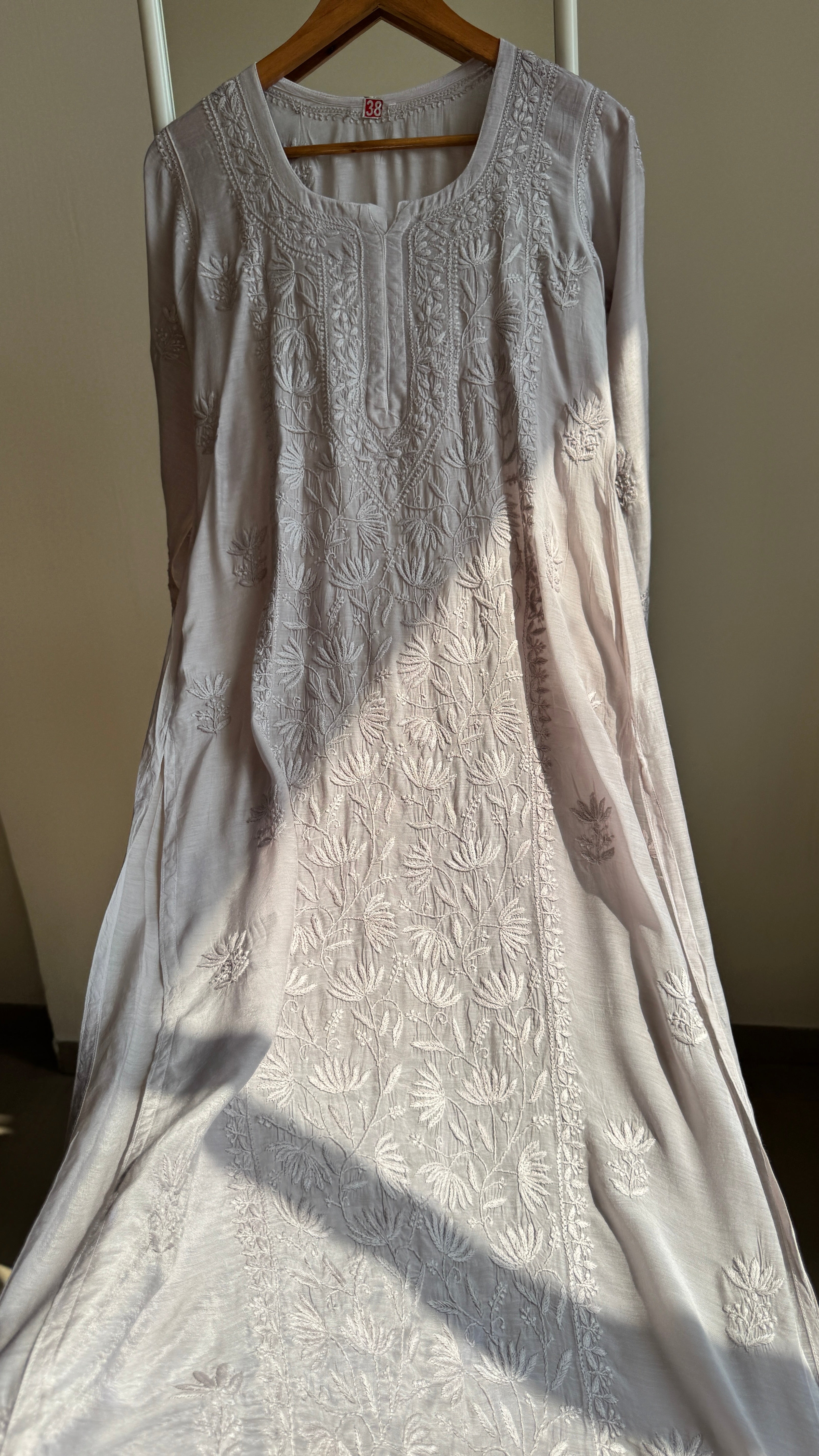 Muslin Chikankari Plazzo Set - Silver Grey
