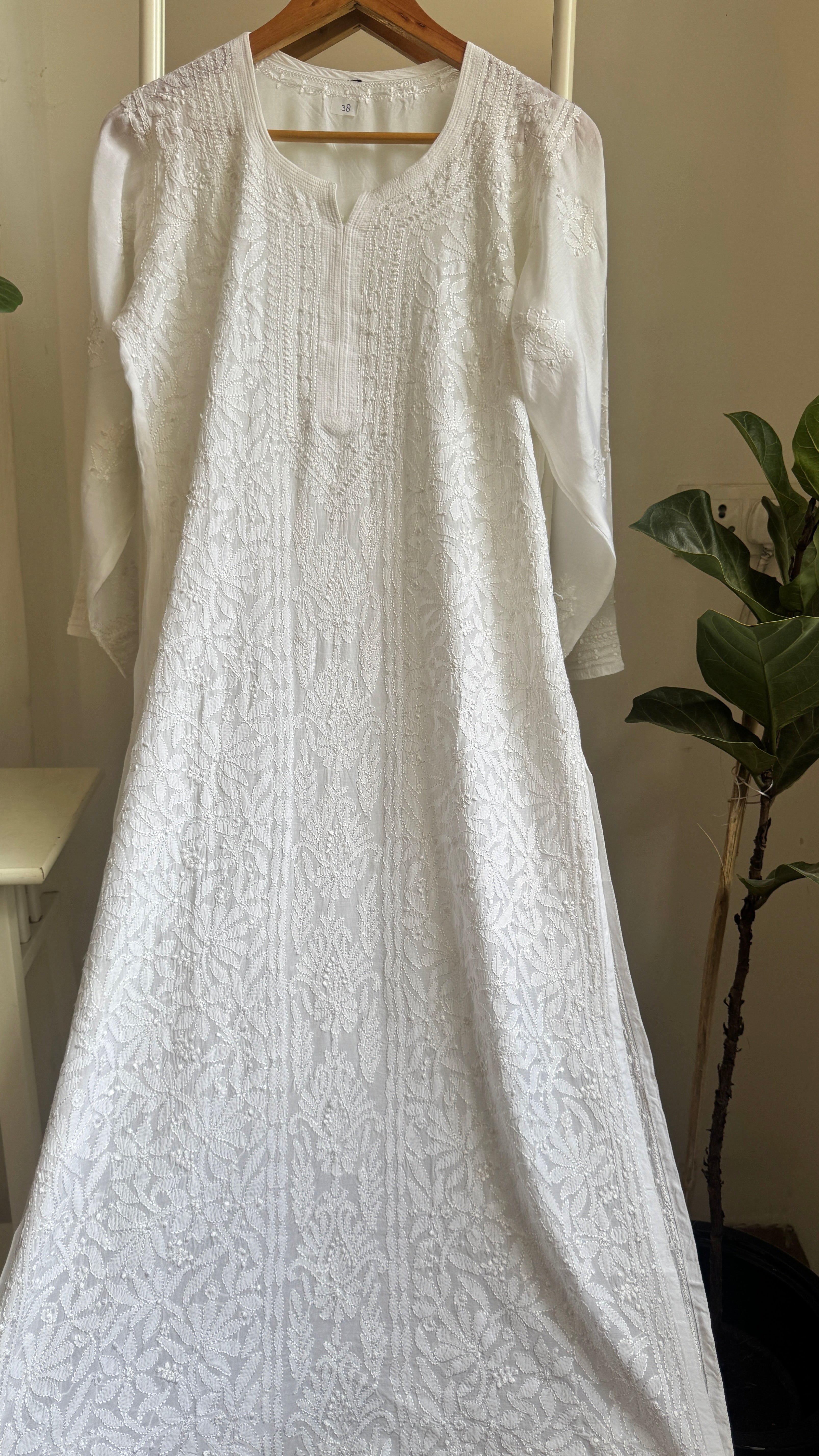 Muslin Chikankari Kurti - White - BERRY Collection