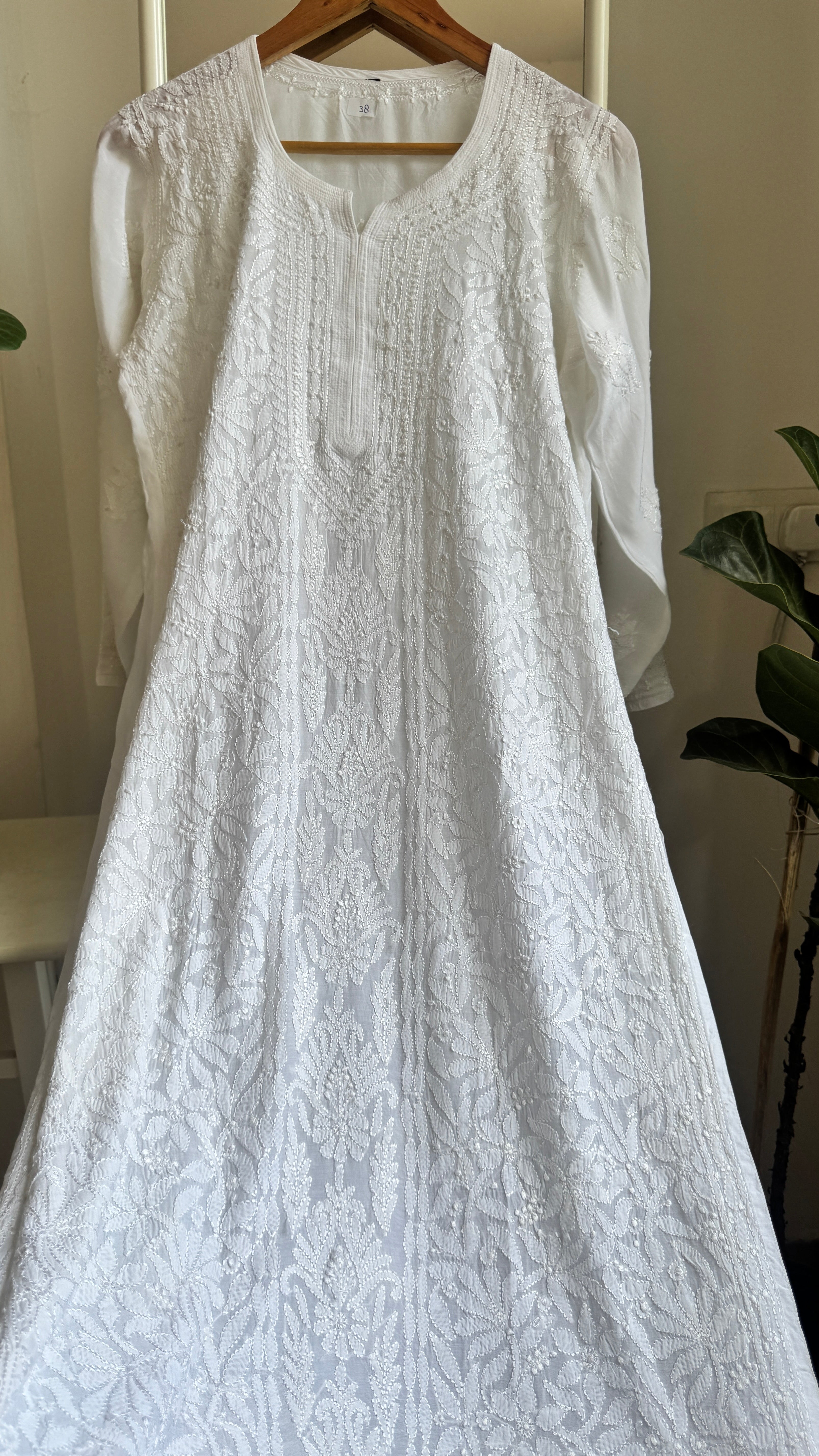 Muslin Chikankari Kurti - White - BERRY Collection