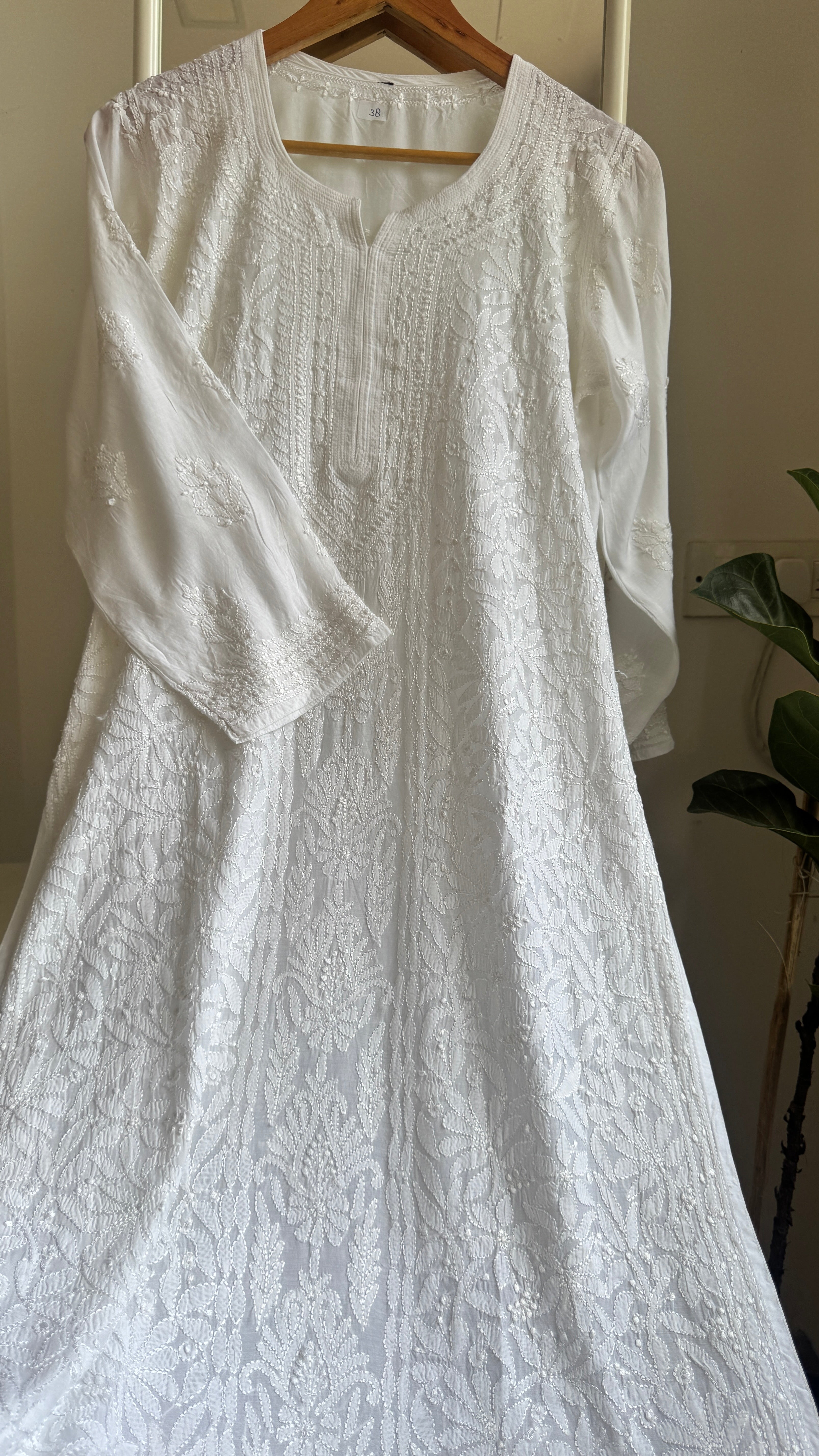 Muslin Chikankari Kurti - White - BERRY Collection