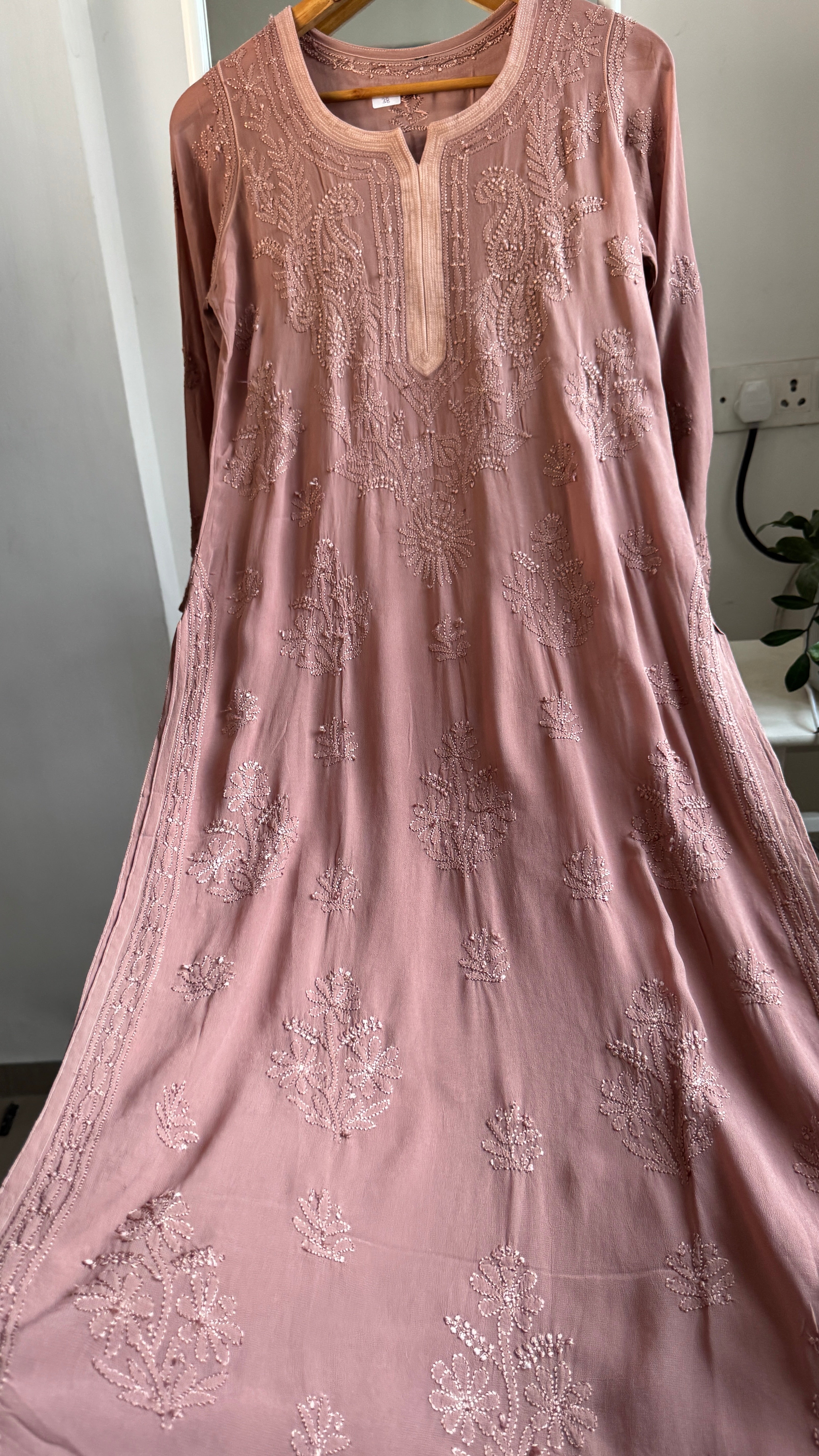 Viscose Kurti - Gala Booti- Brown