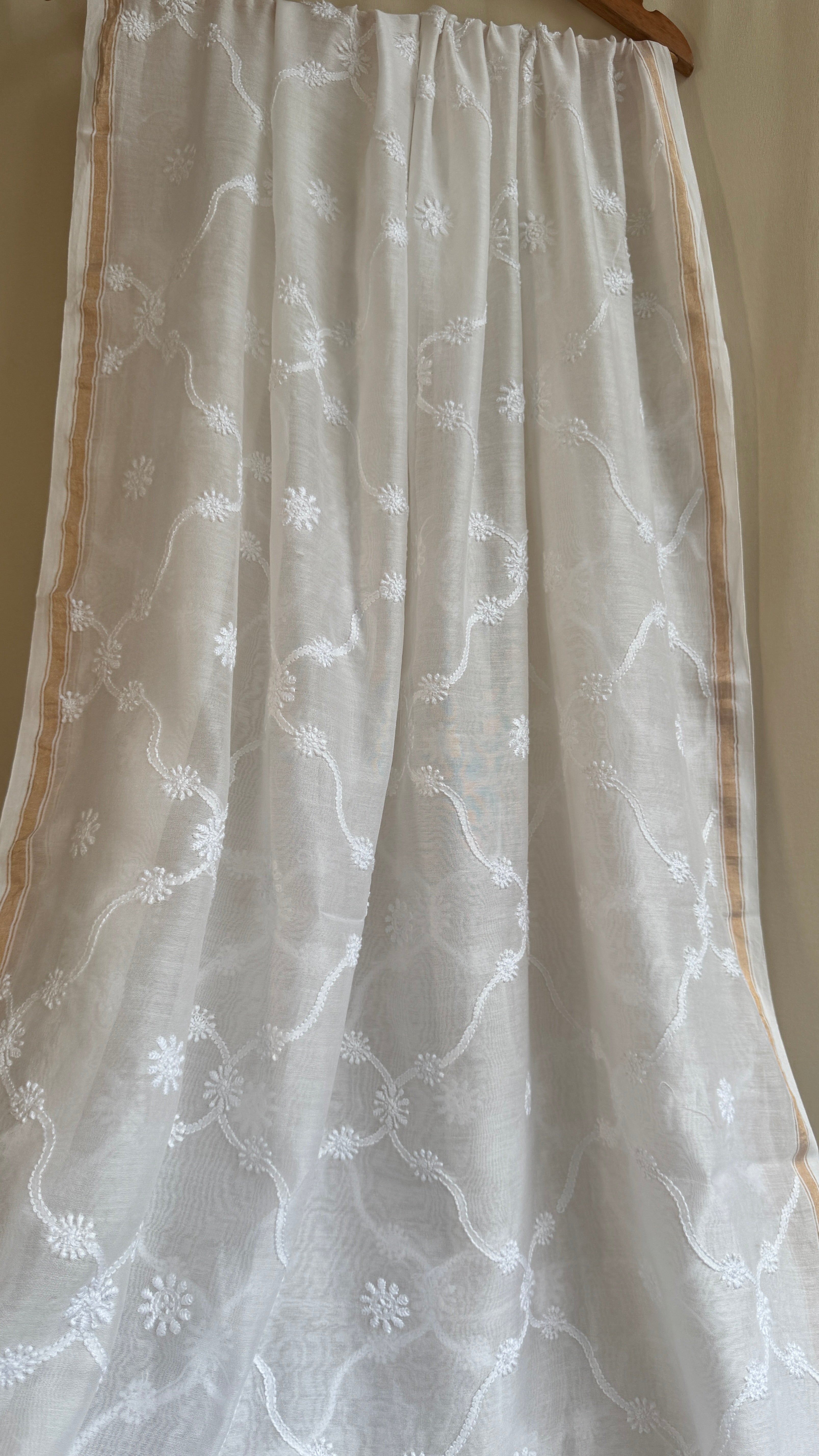 Pure Chanderi Dupatta with Chikankari