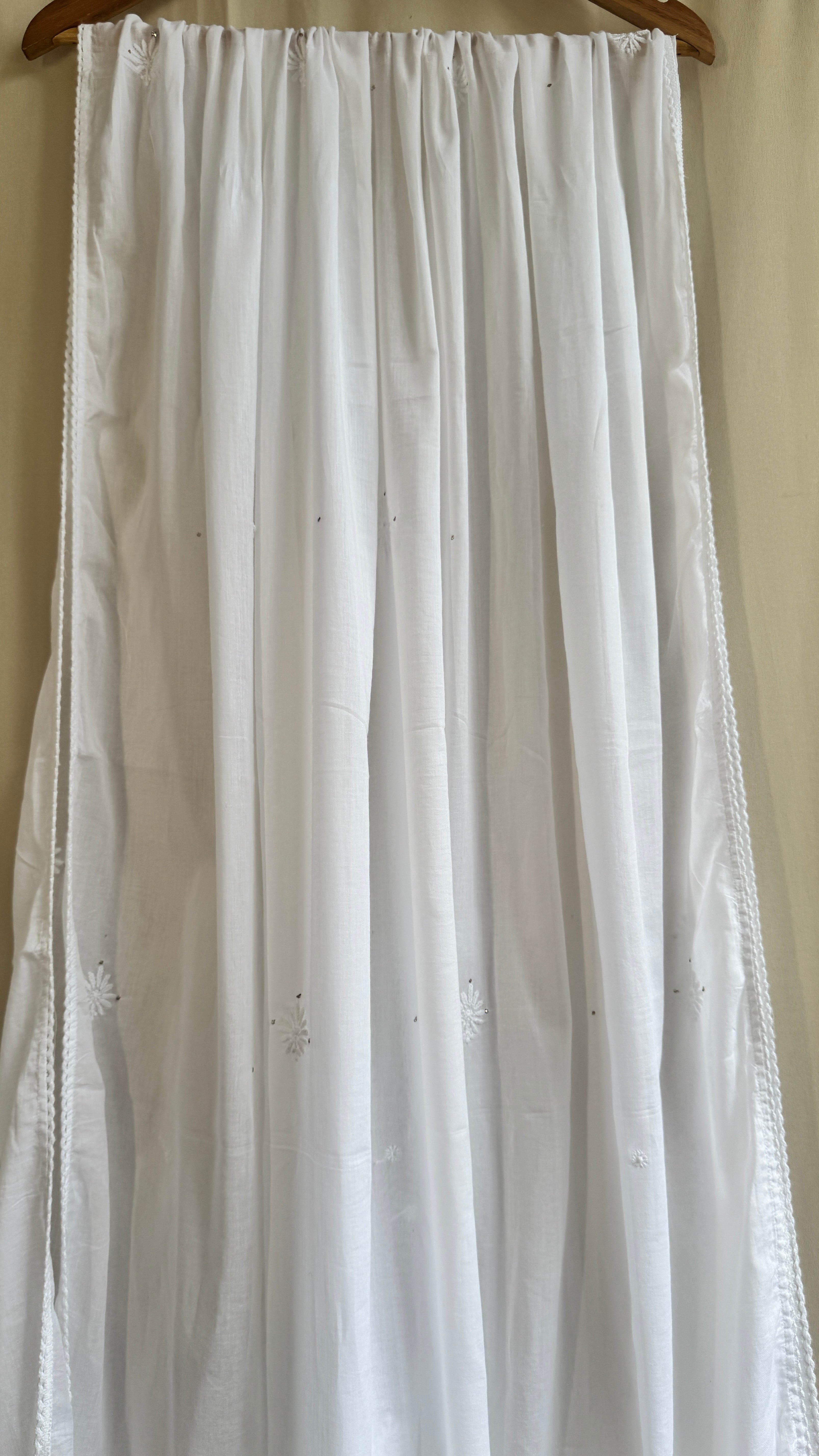 Pure Cotton Chikankari Dupatta with Mukaish work