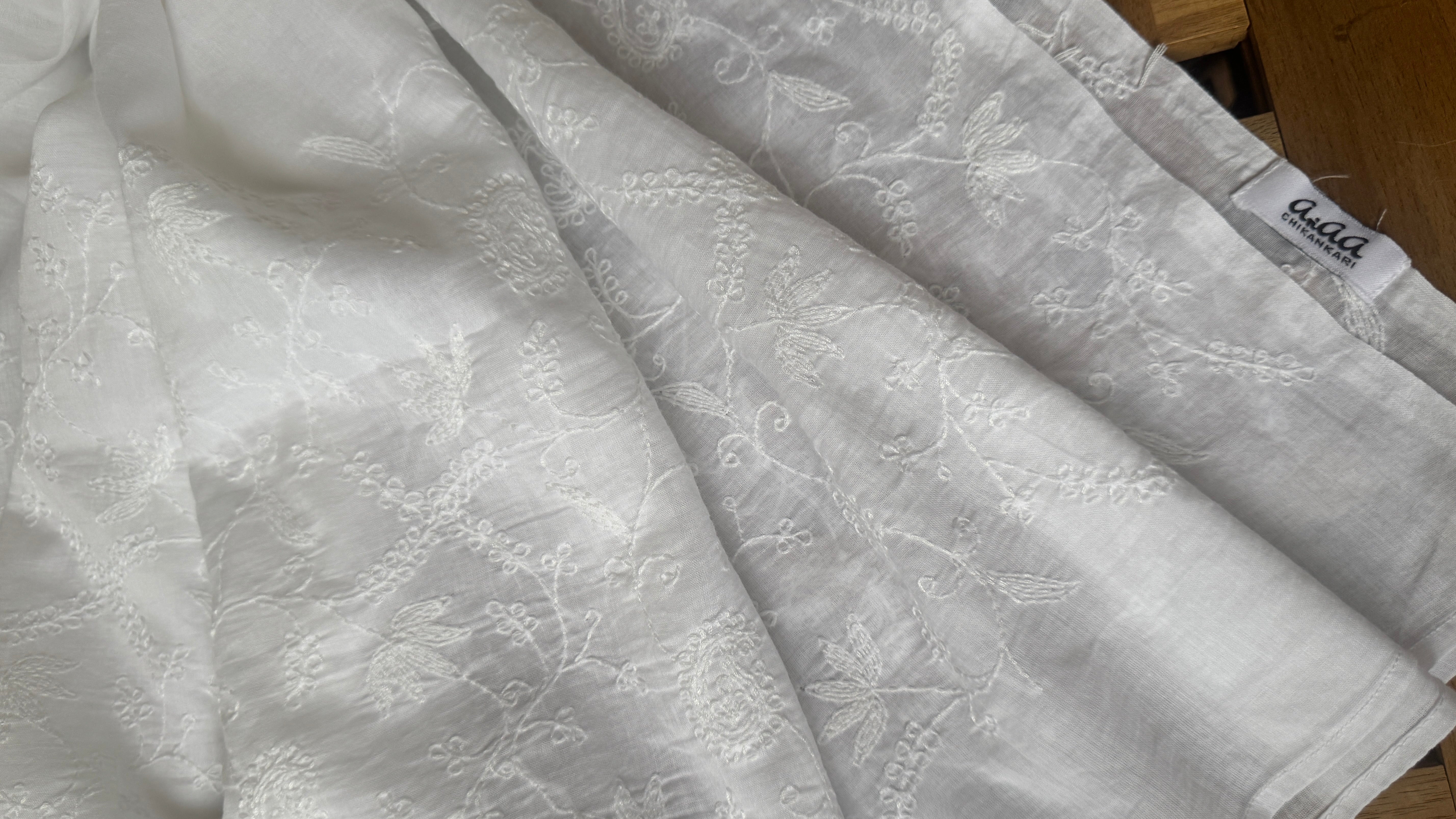 Pure Cotton Chikankari Dupatta