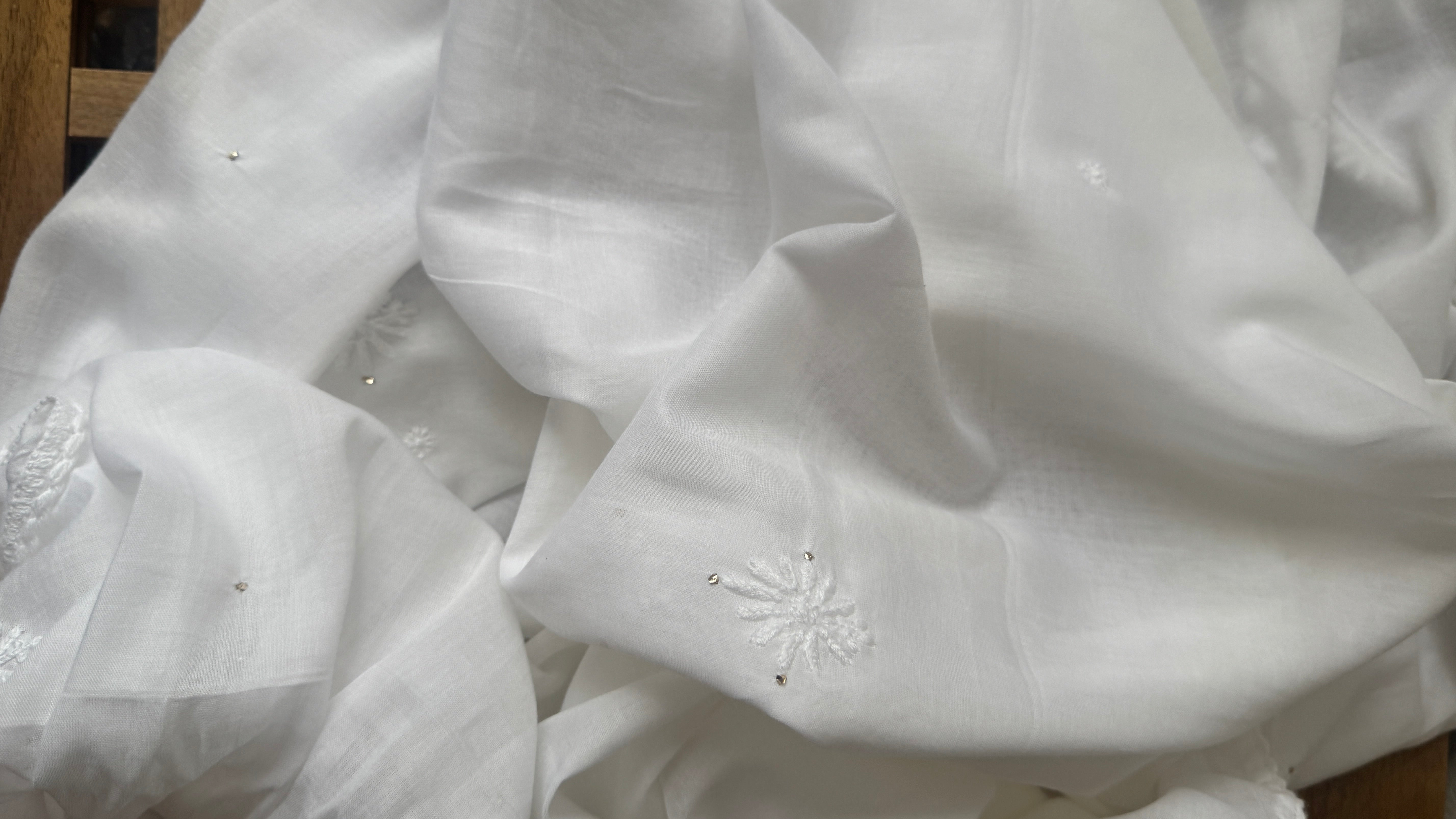 Pure Cotton Chikankari Dupatta