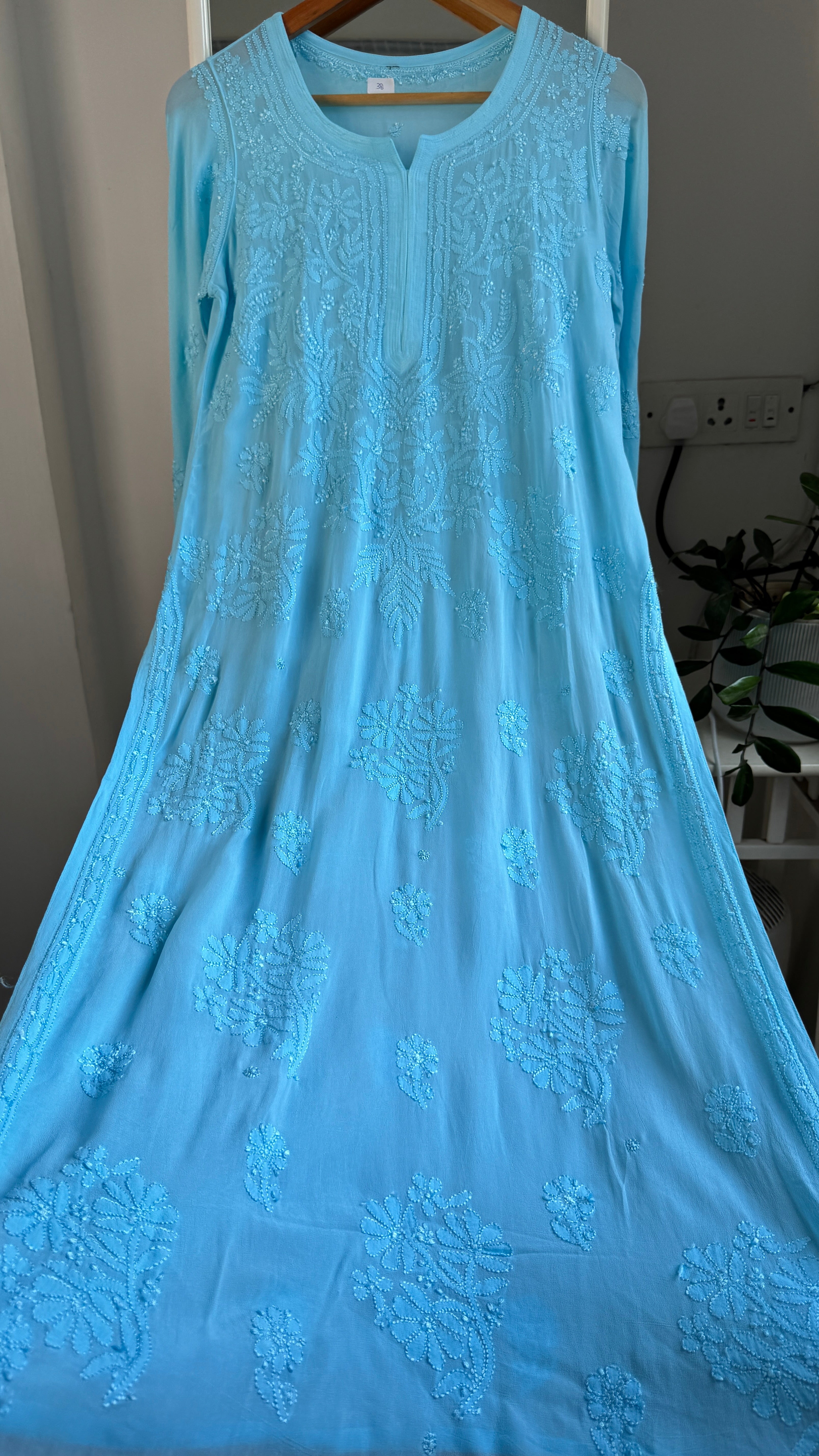 Viscose Kurti - Gala Booti- Firozi