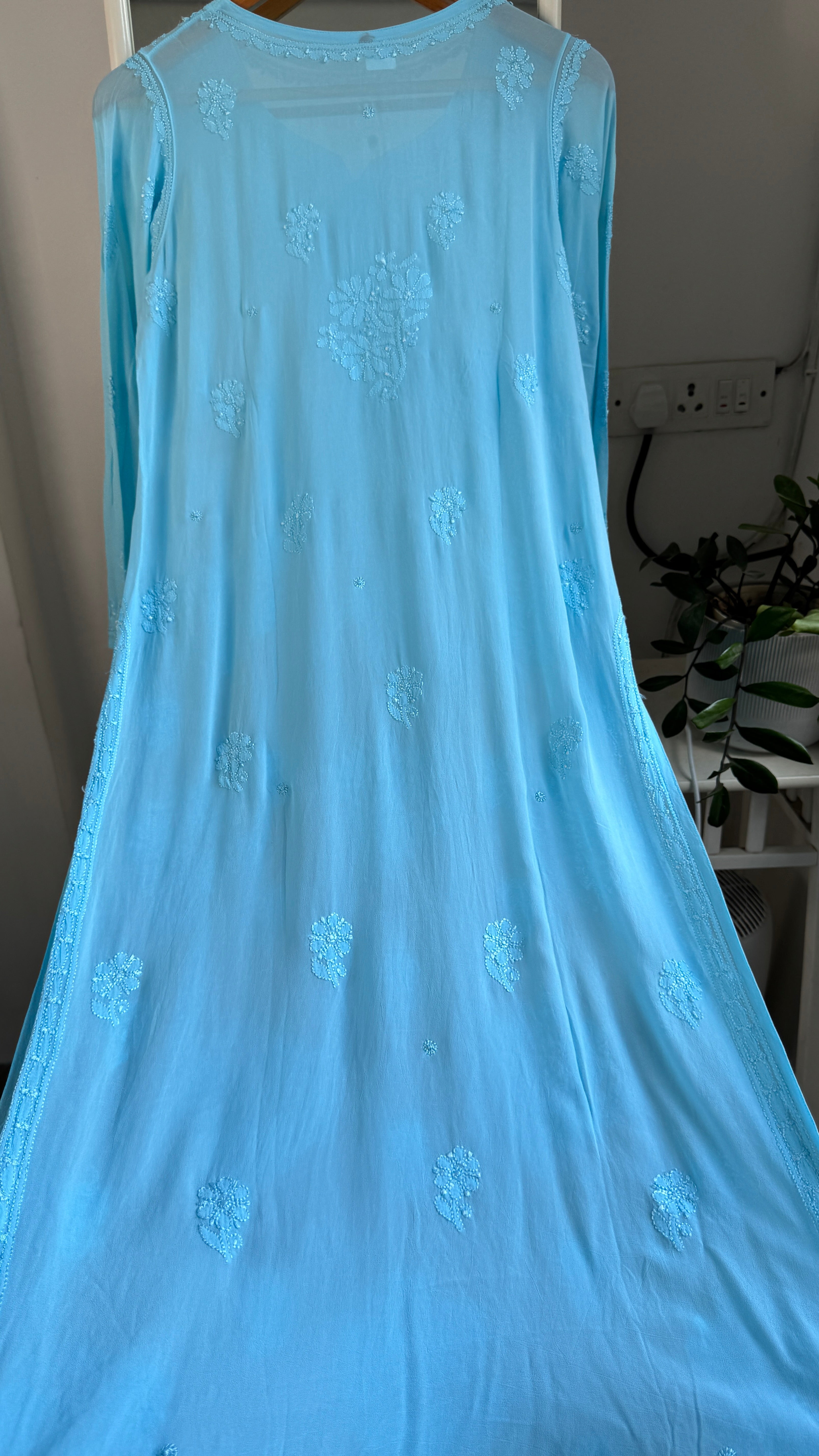 Viscose Kurti - Gala Booti- Firozi