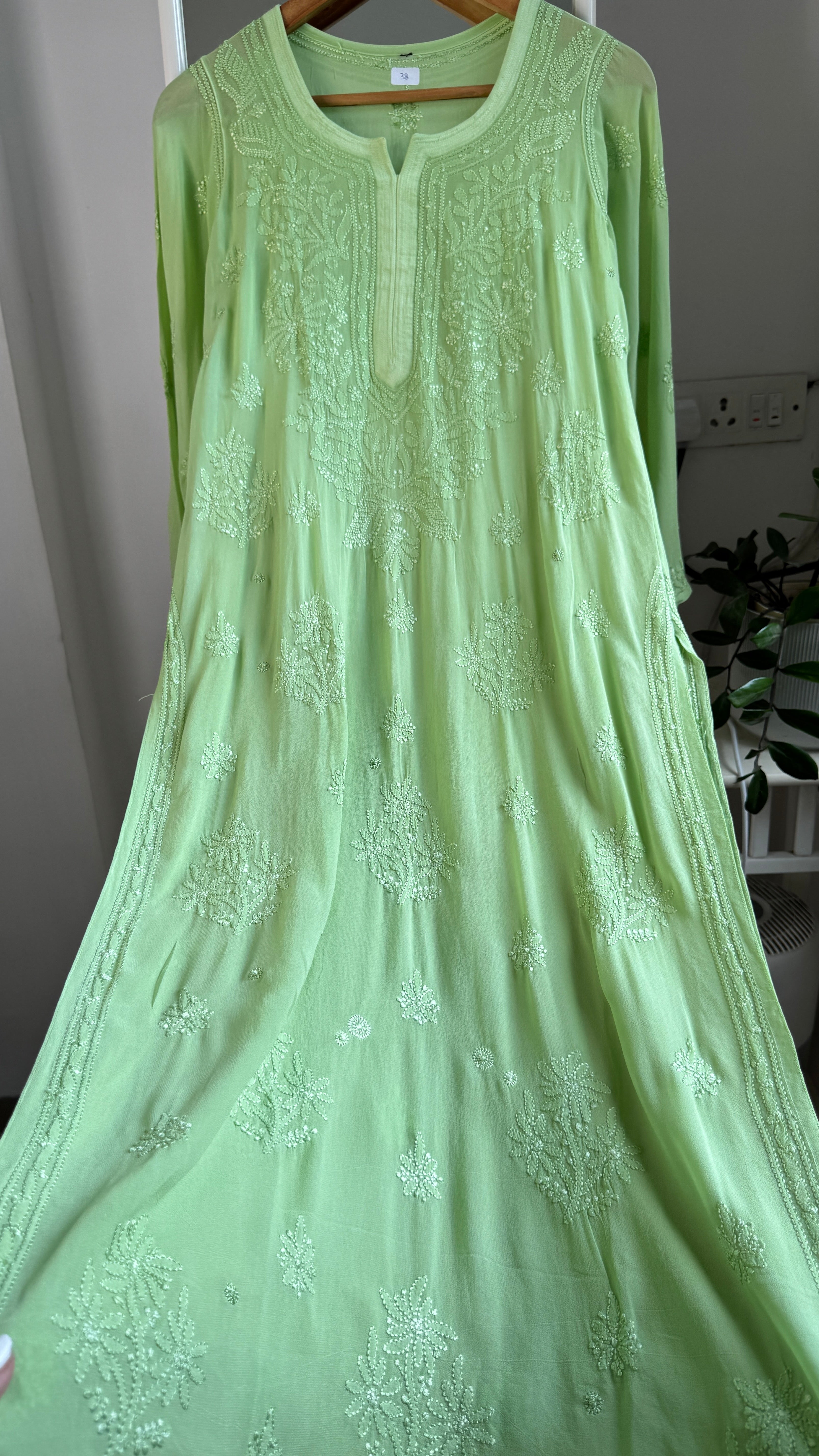 Viscose Kurti - Gala Booti- Bright Green