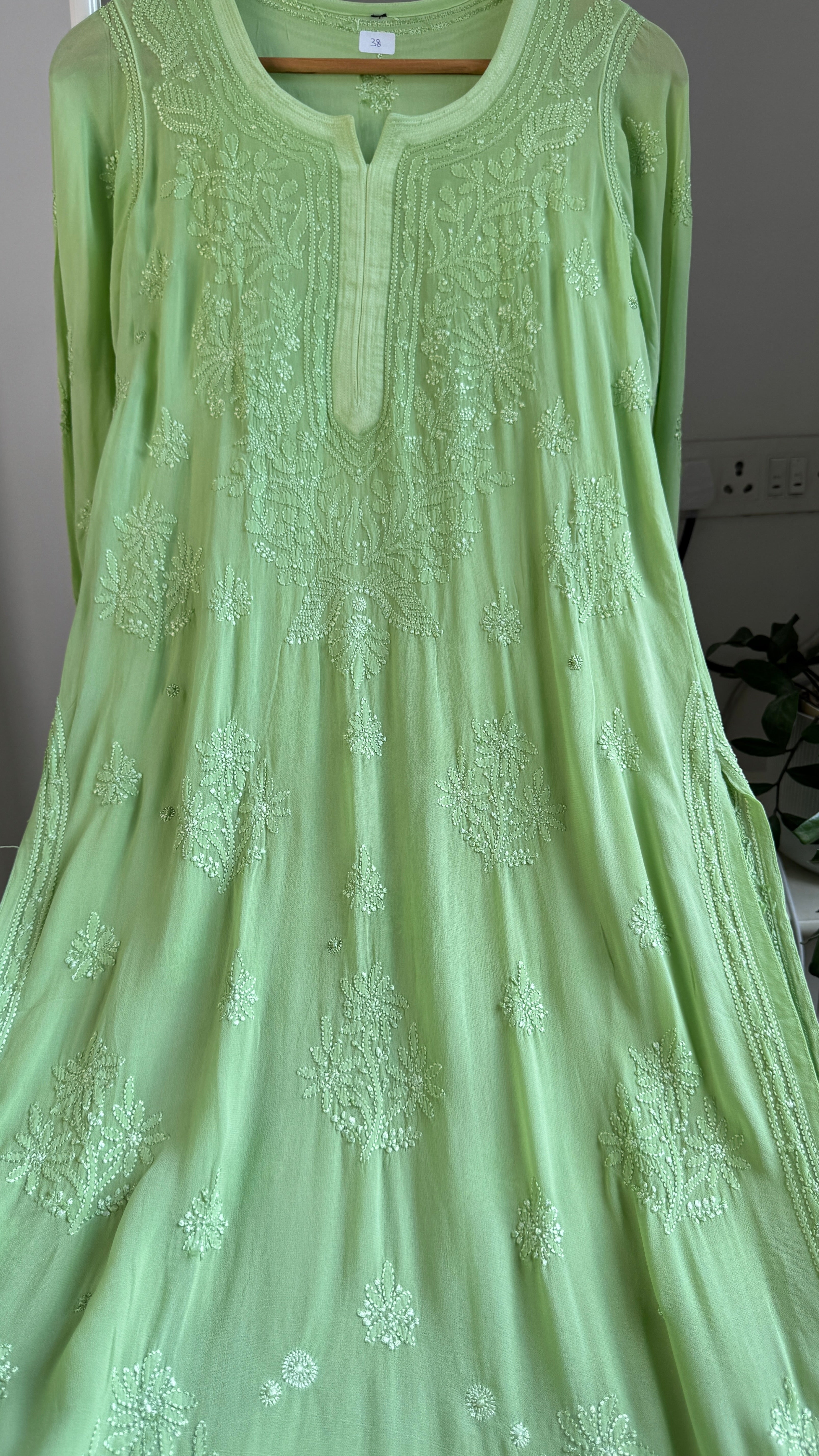 Viscose Kurti - Gala Booti- Bright Green