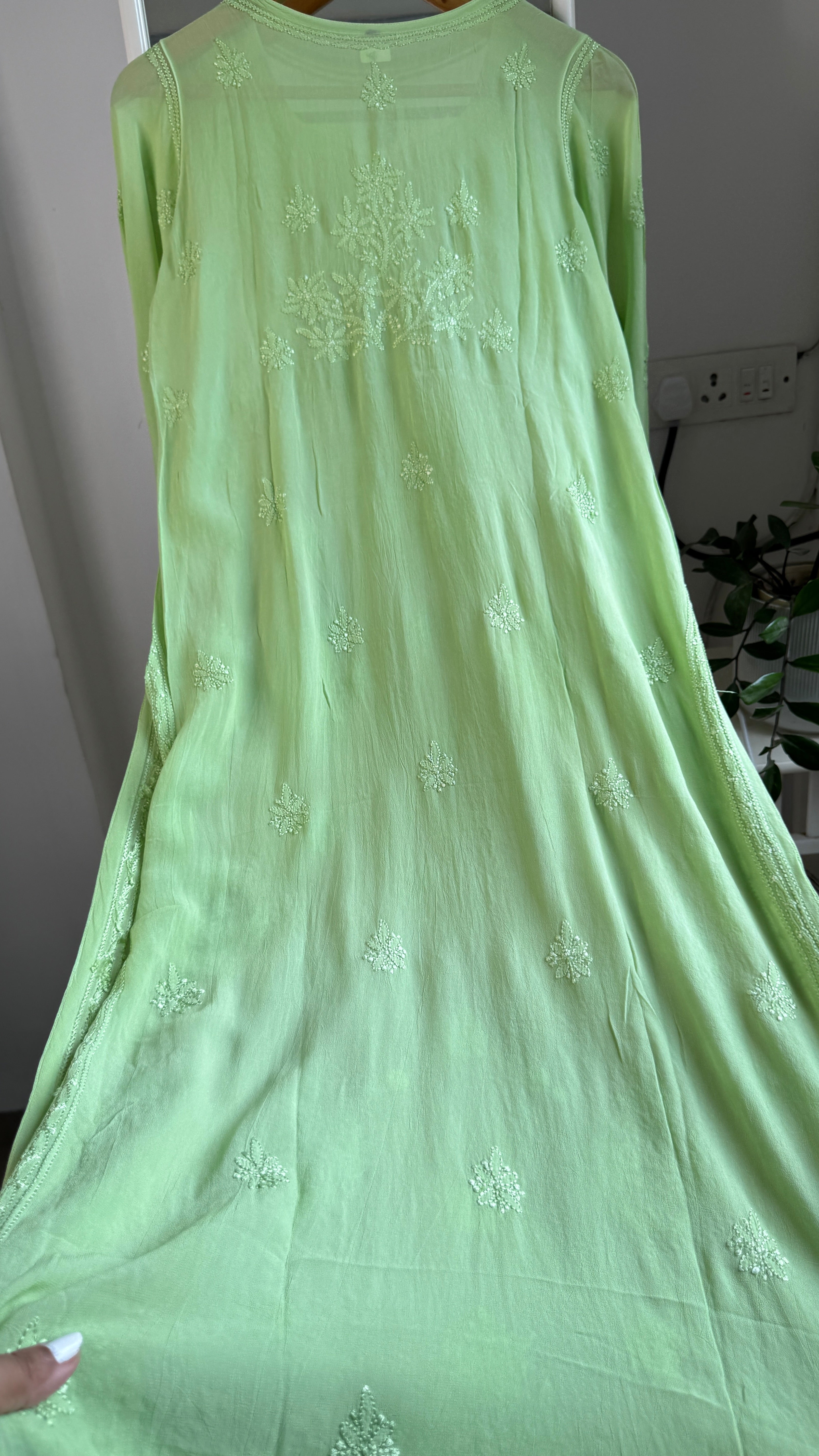 Viscose Kurti - Gala Booti- Bright Green