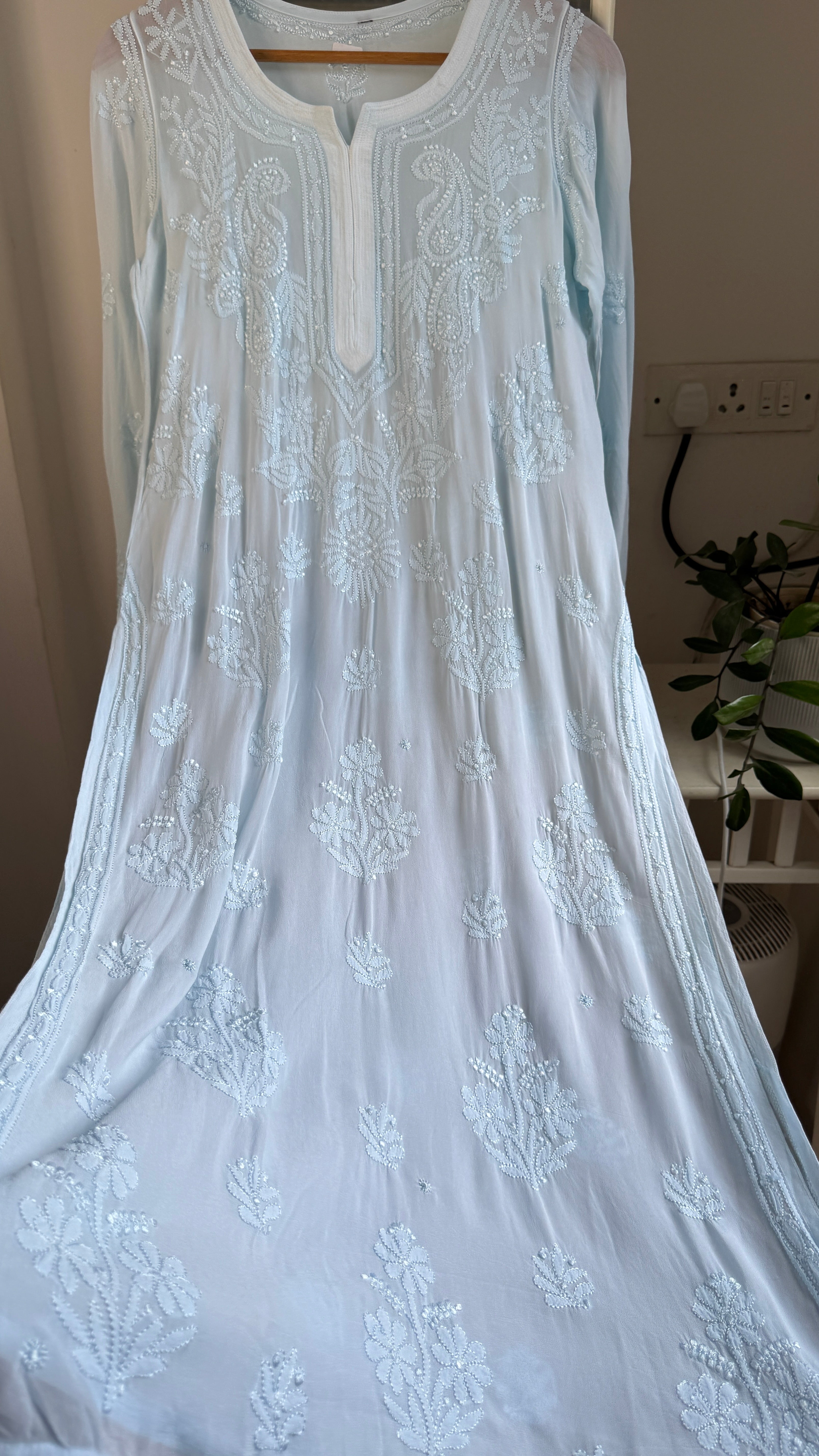 Viscose Kurti - Gala Booti- Blue