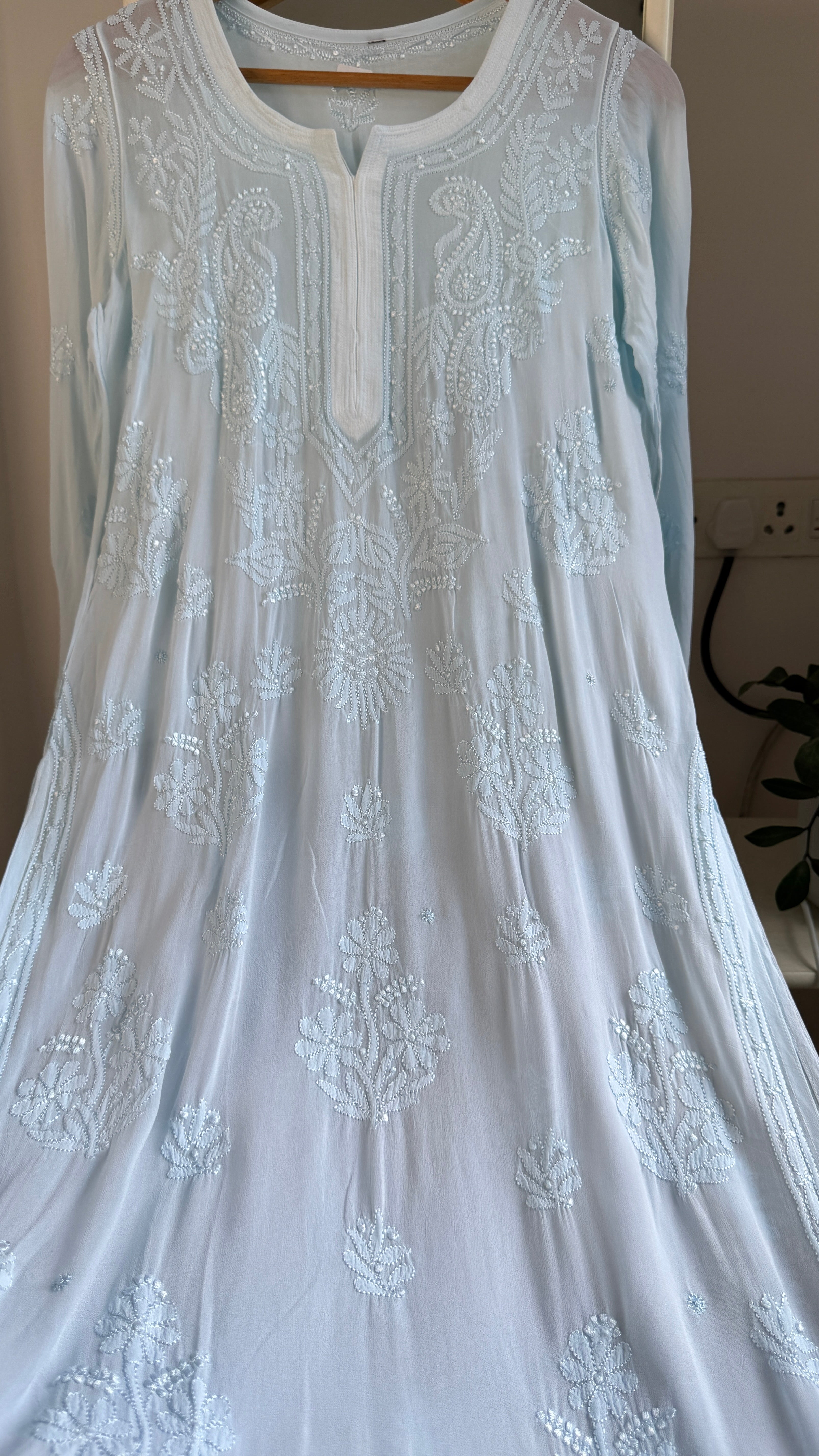 Viscose Kurti - Gala Booti- Blue