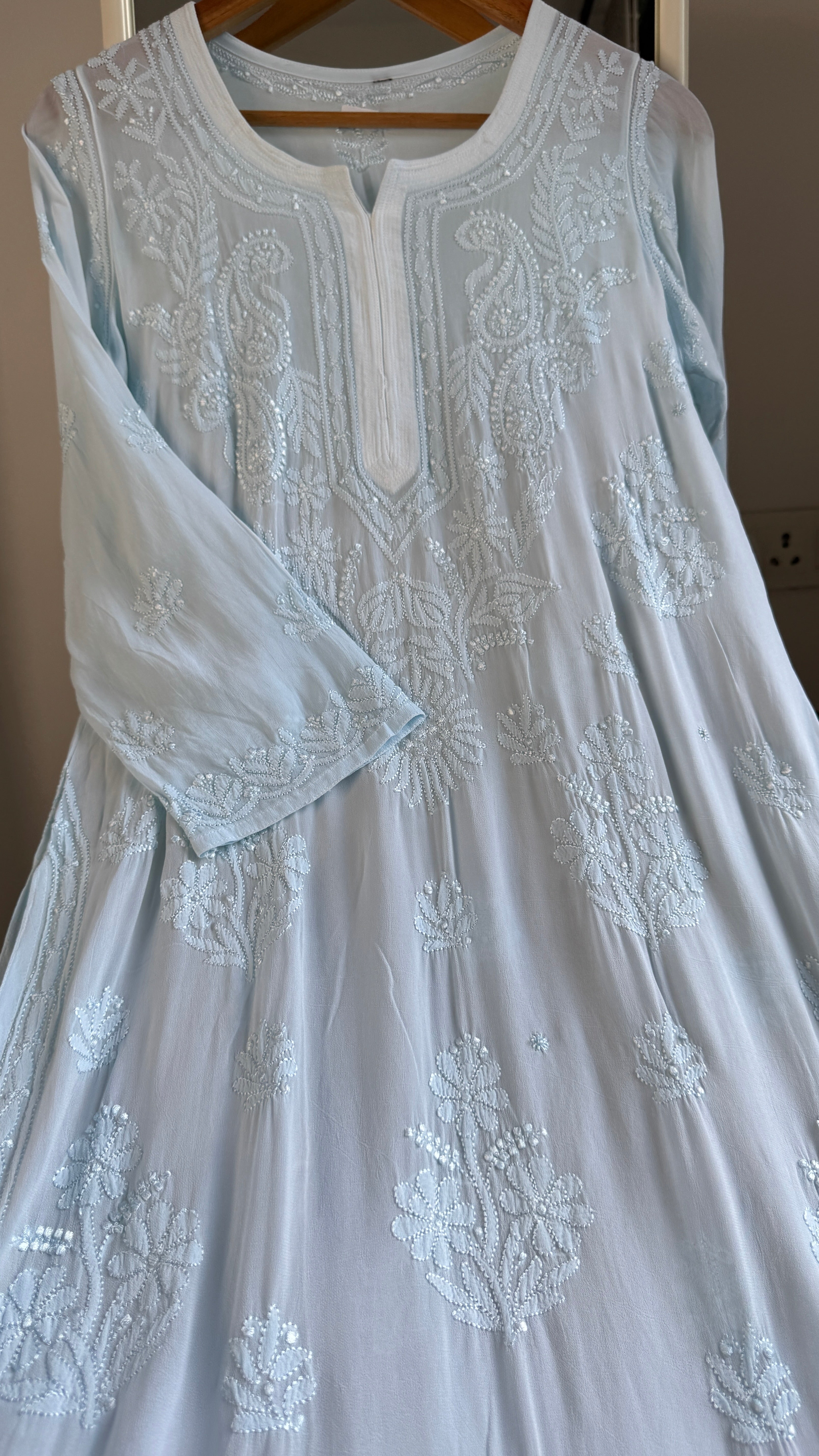 Viscose Kurti - Gala Booti- Blue