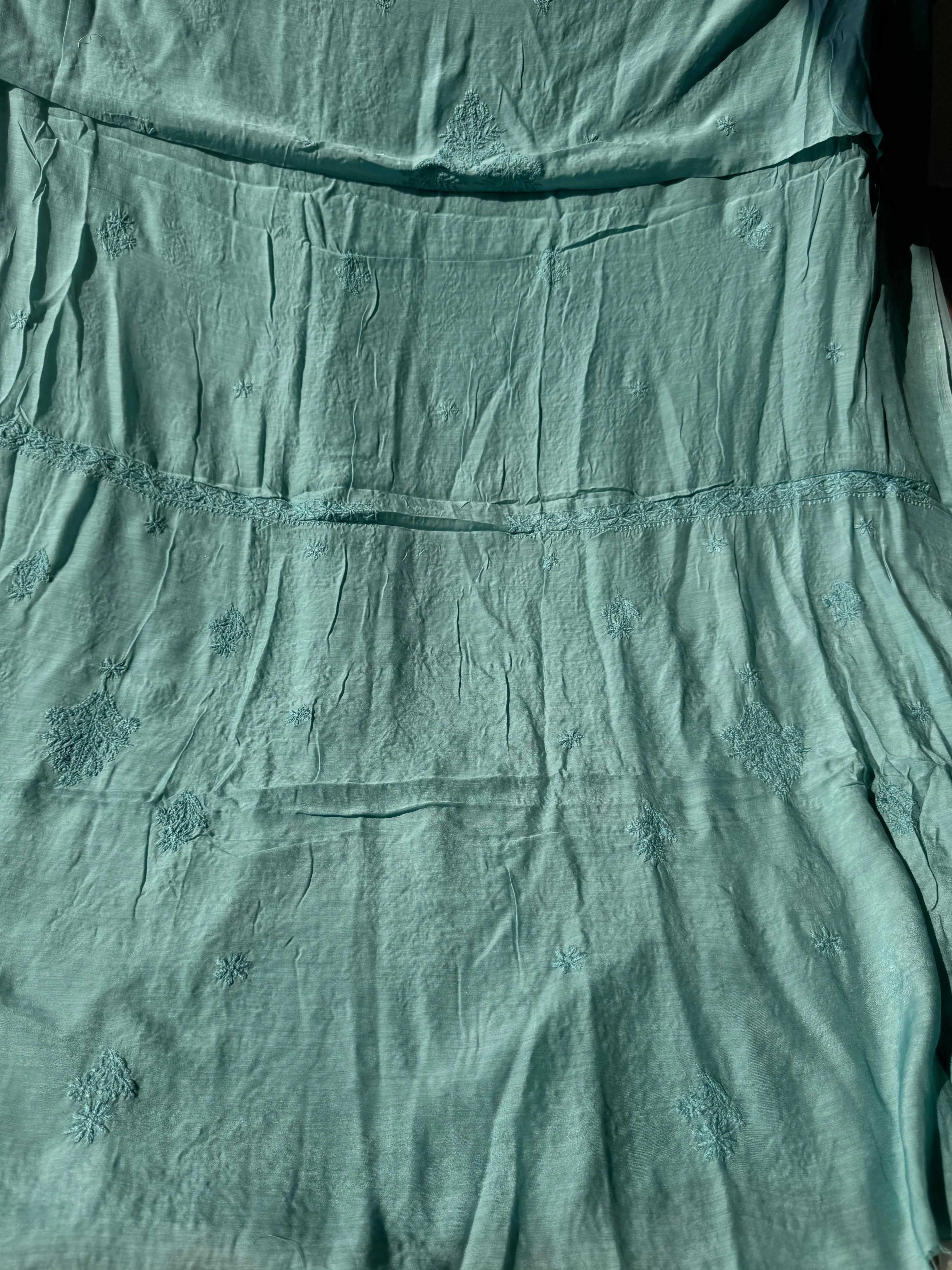 Pure Muslin kurti Length unstitched - Tiffnay Green ARIAA CHIKANKARI 