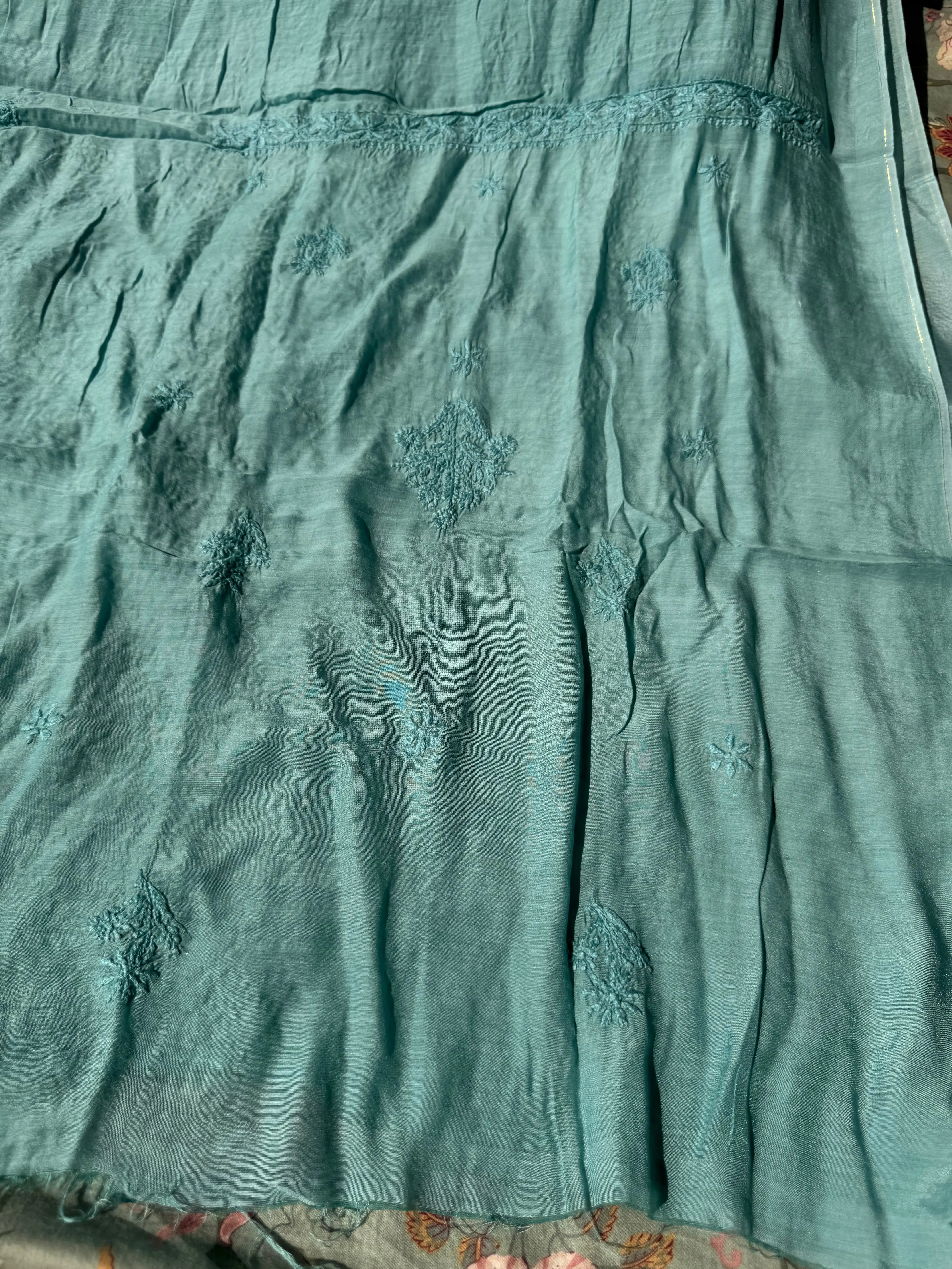 Pure Muslin kurti Length unstitched - Tiffnay Green ARIAA CHIKANKARI 