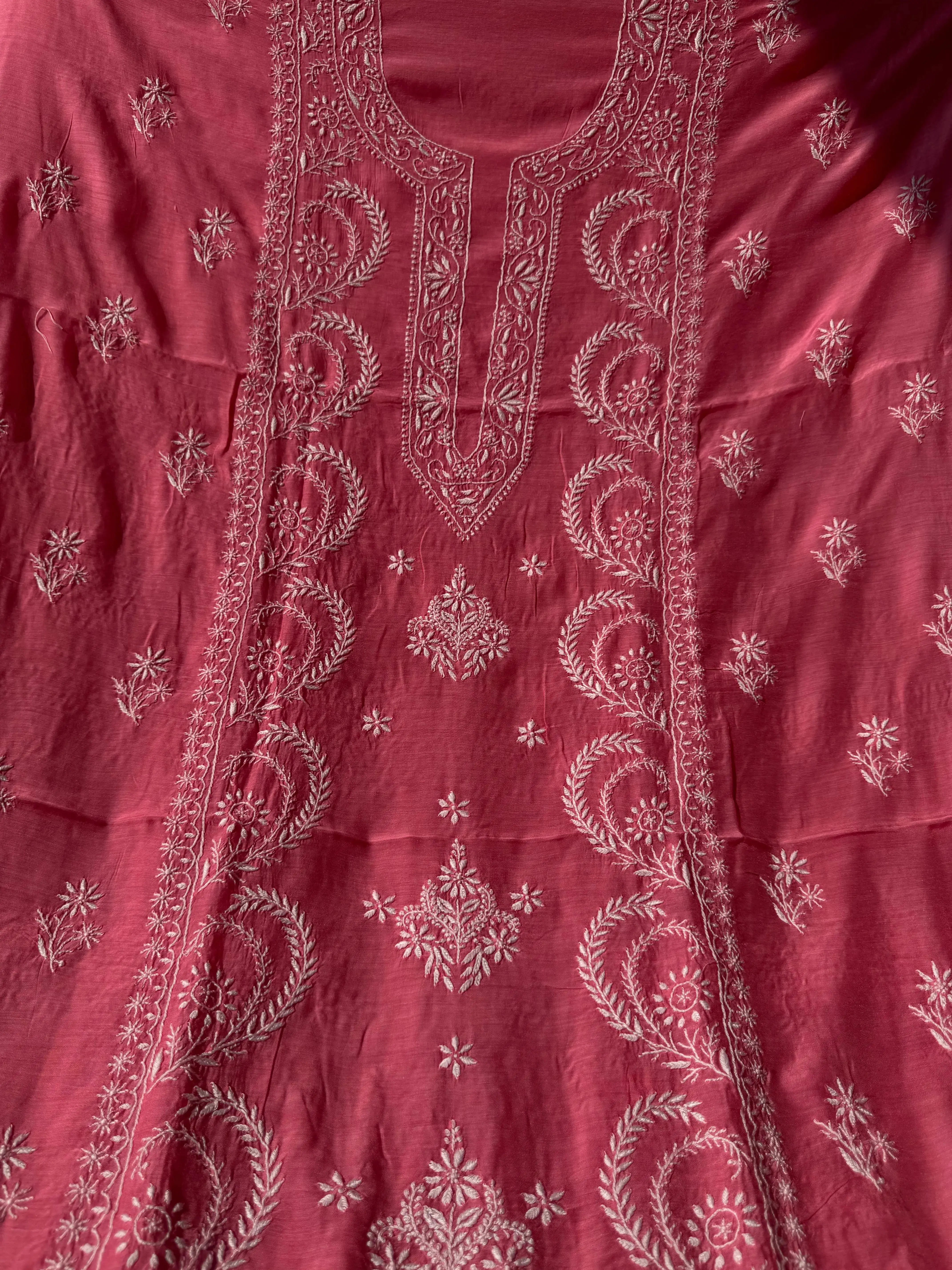Pure Muslin kurti Length unstitched - Pink (Copy) ARIAA CHIKANKARI 