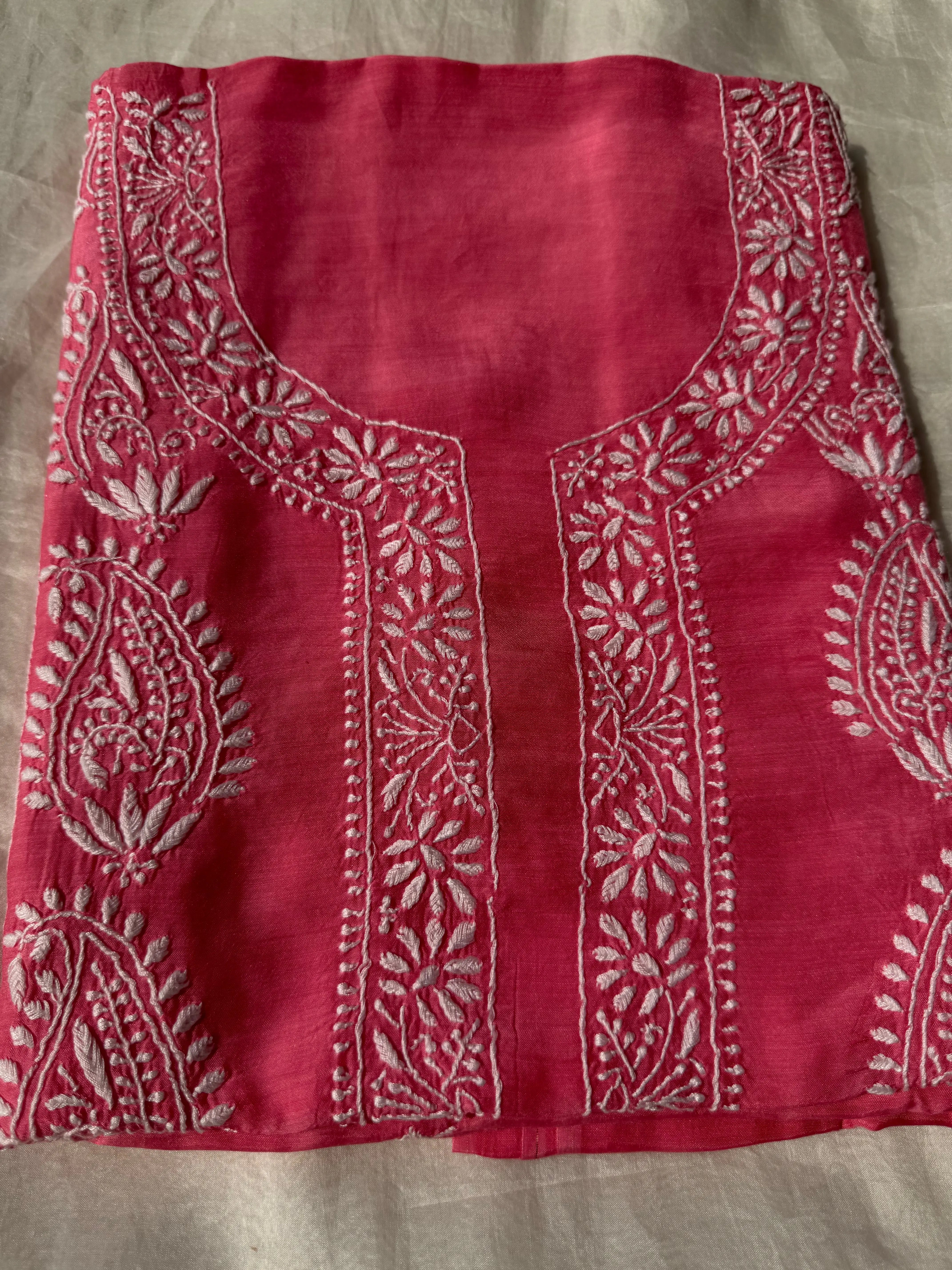 Pure Muslin kurti Length unstitched - Pink (Copy) ARIAA CHIKANKARI 