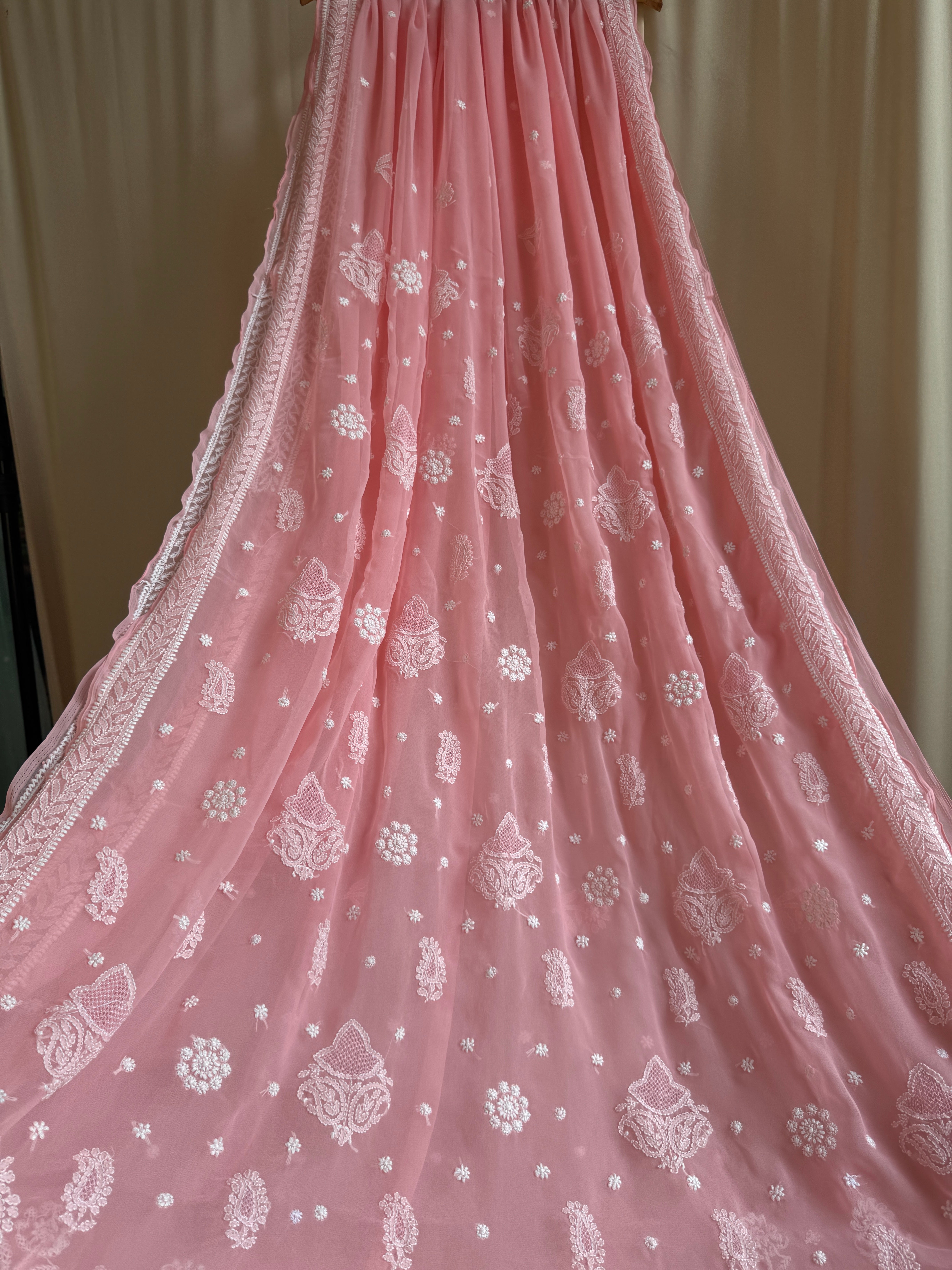 Georgette Chikankari saree in Peach