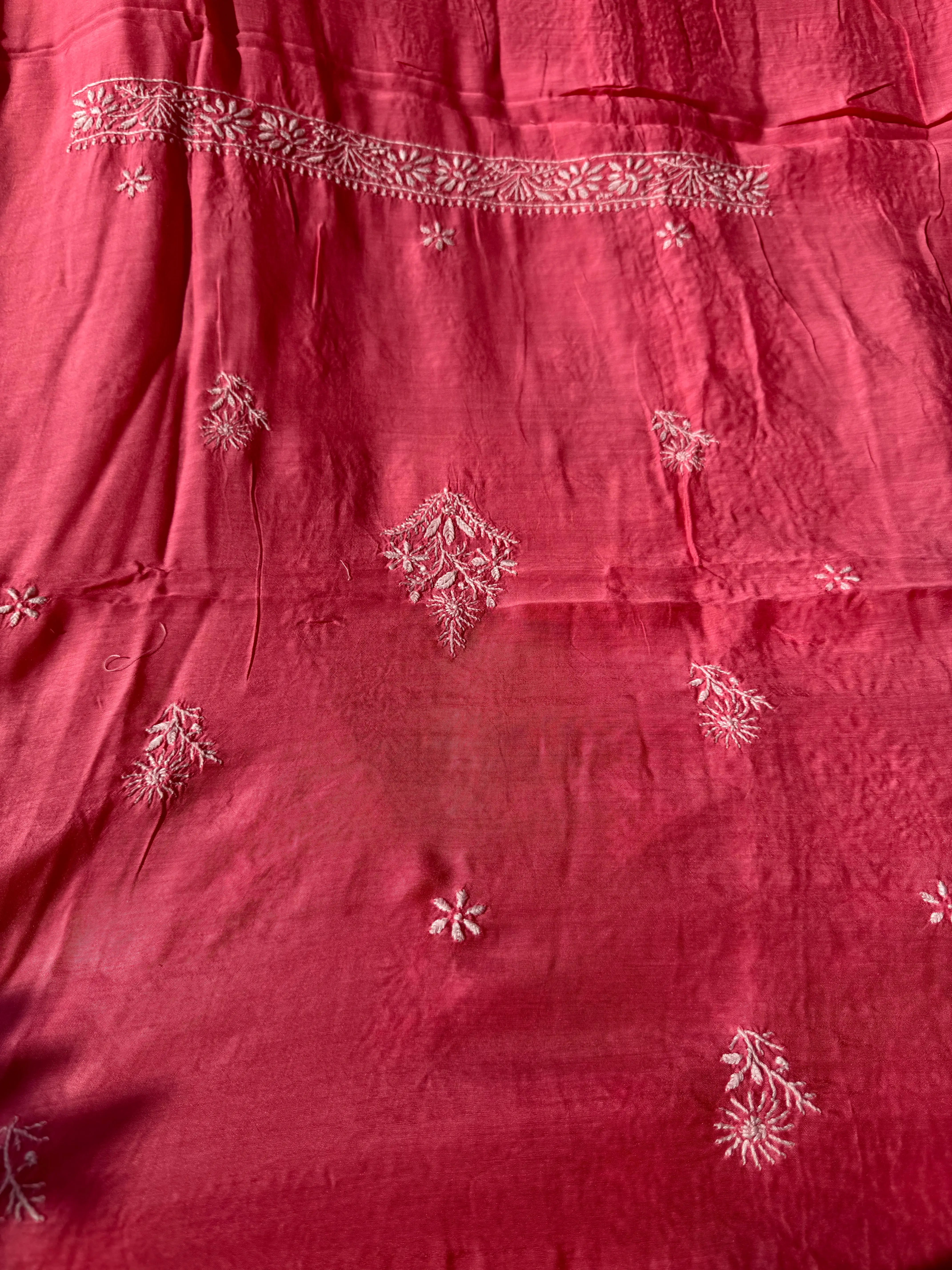Pure Muslin kurti Length unstitched - Pink (Copy) ARIAA CHIKANKARI 