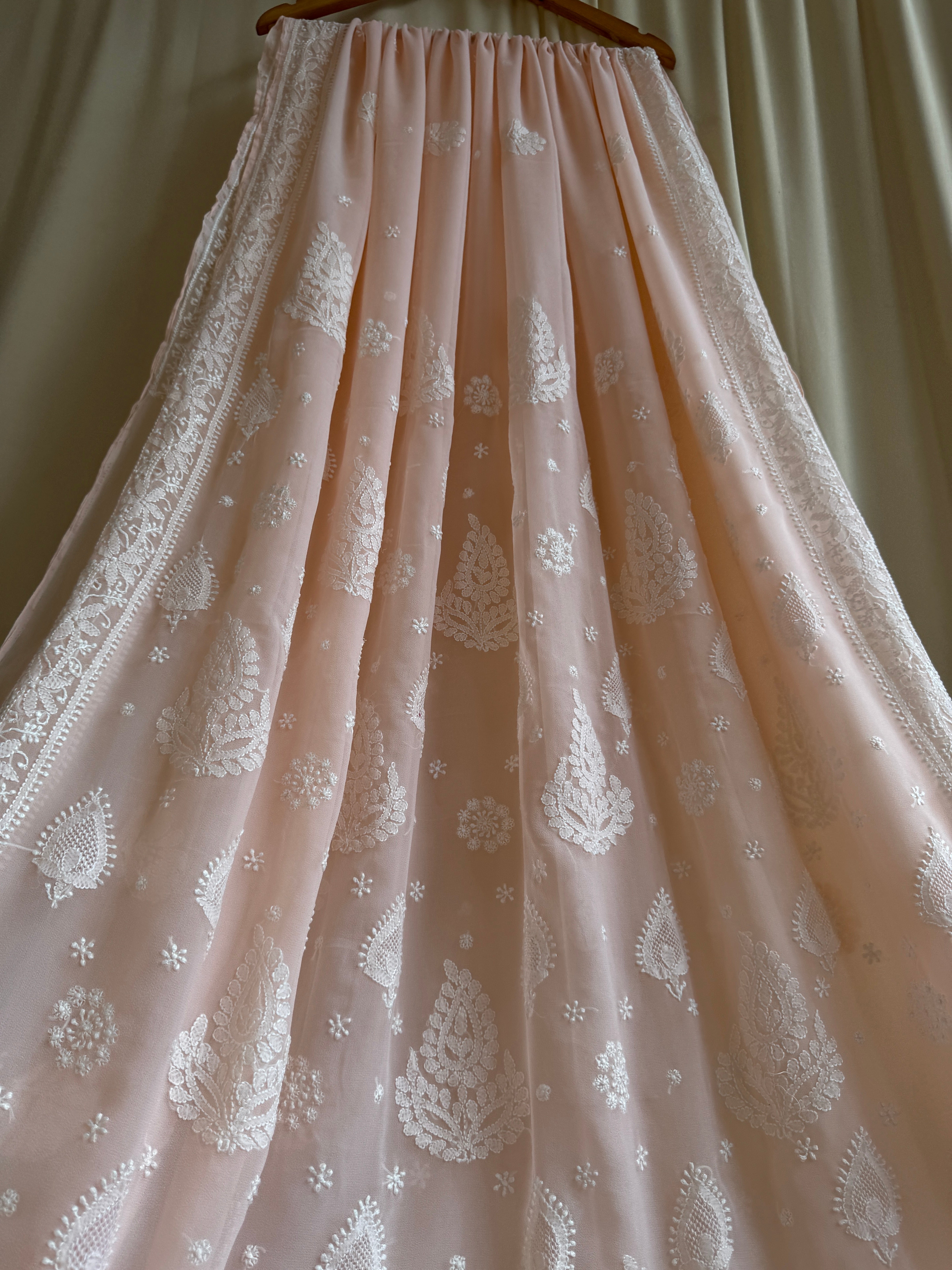 Georgette Chikankari saree in Peach