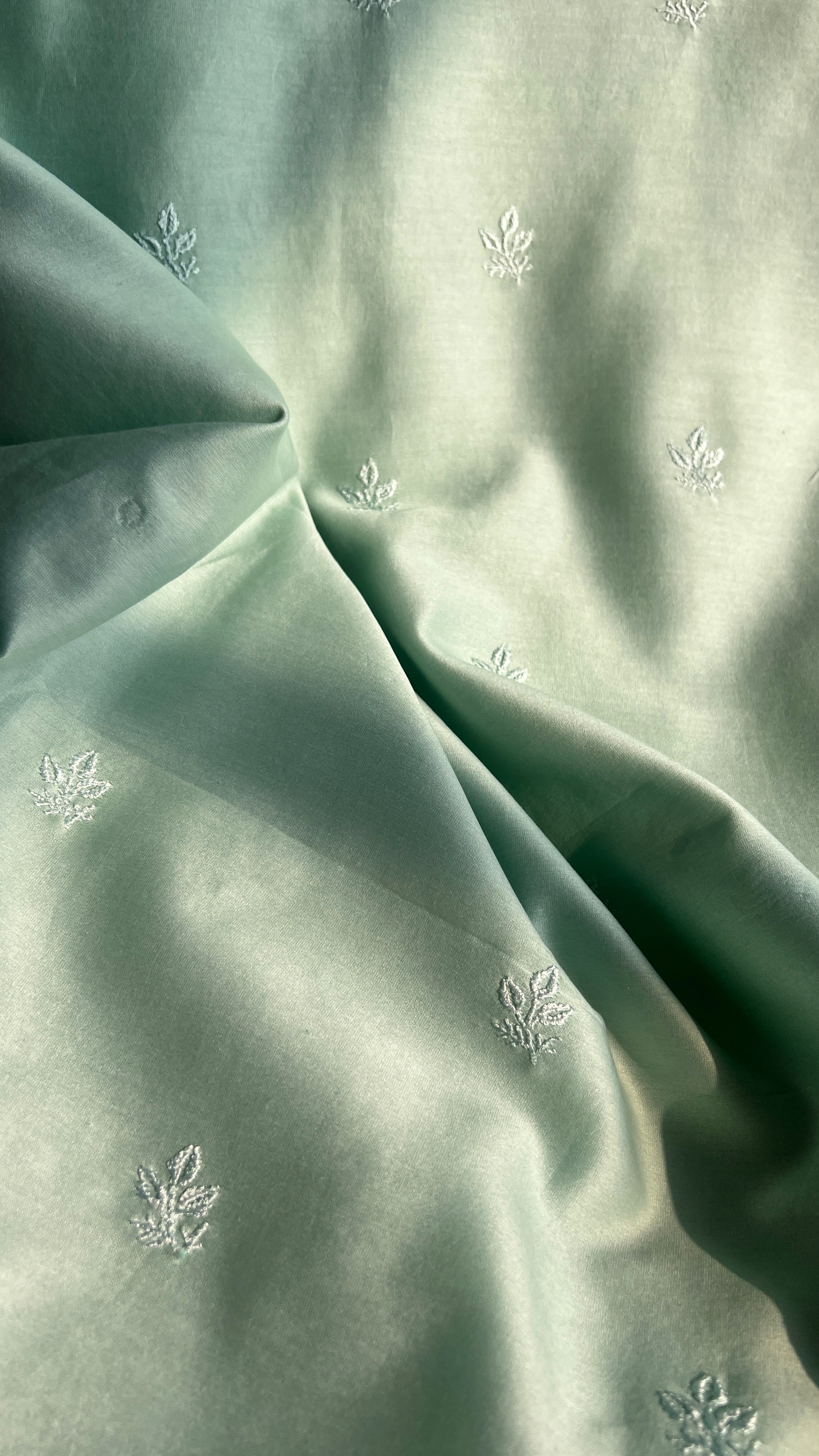 Chanderi Chikankari Kurta Length - Mens- Sea Green