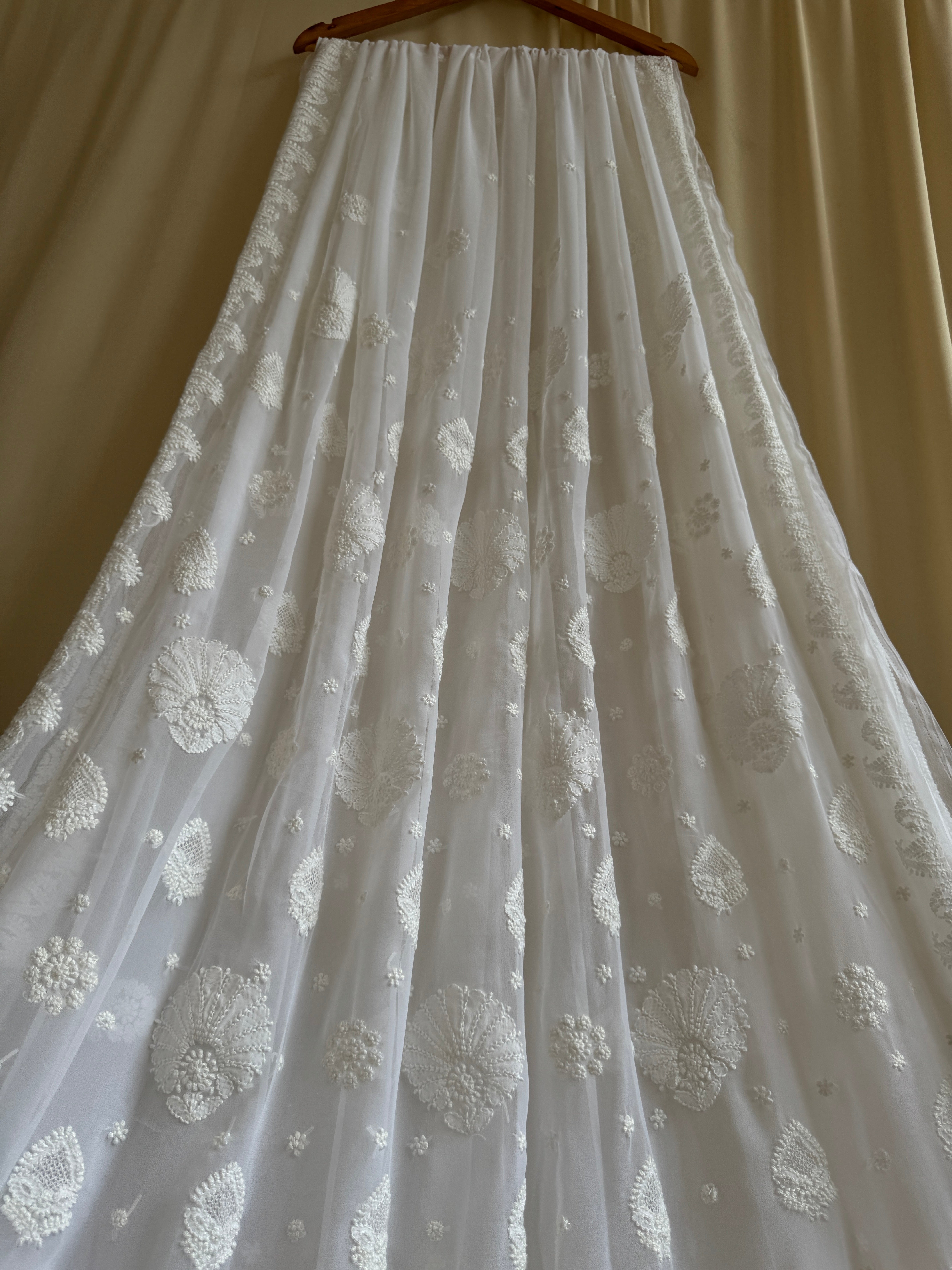 Georgette Chikankari saree in White