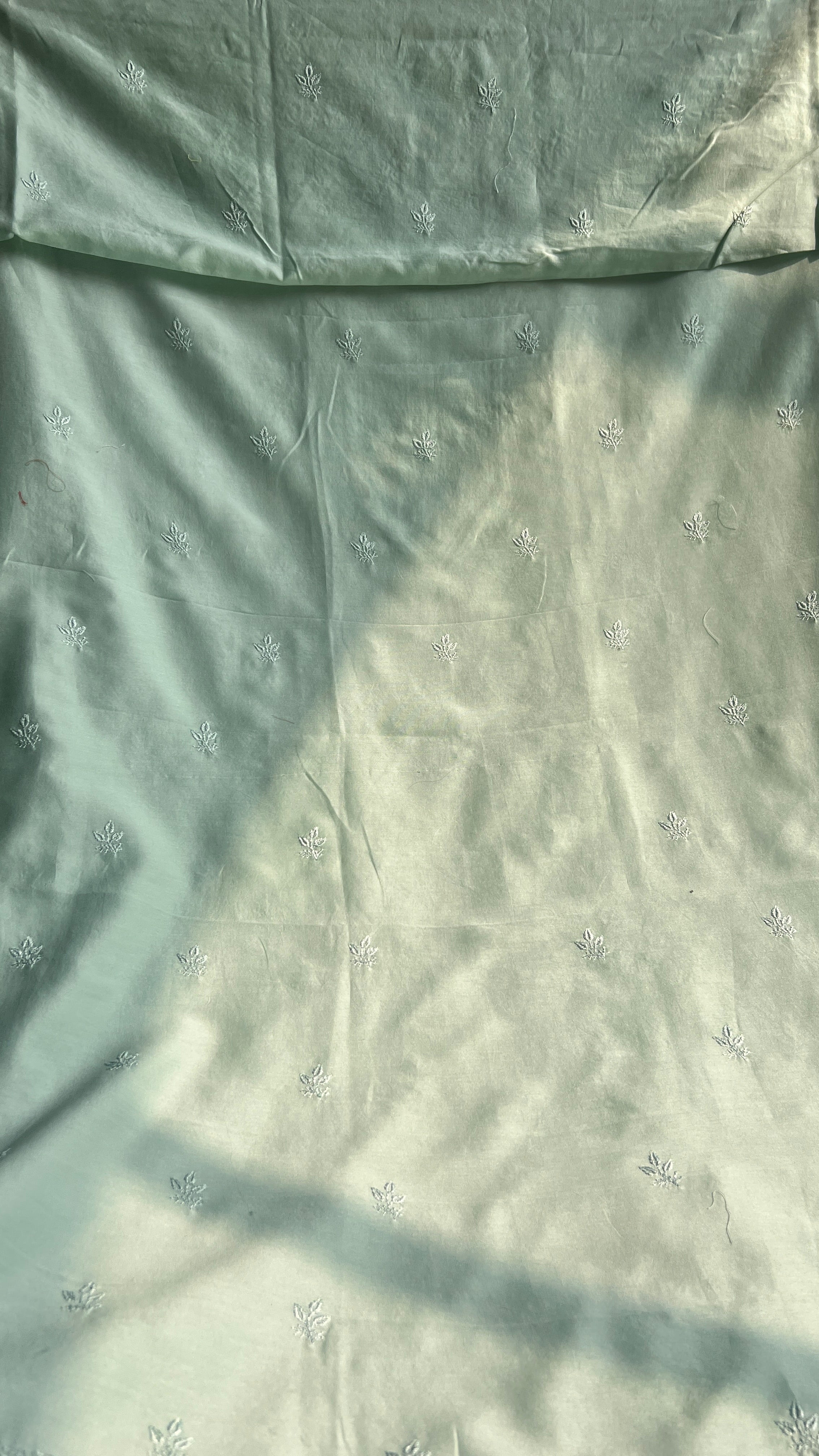 Chanderi Chikankari Kurta Length - Mens- Sea Green