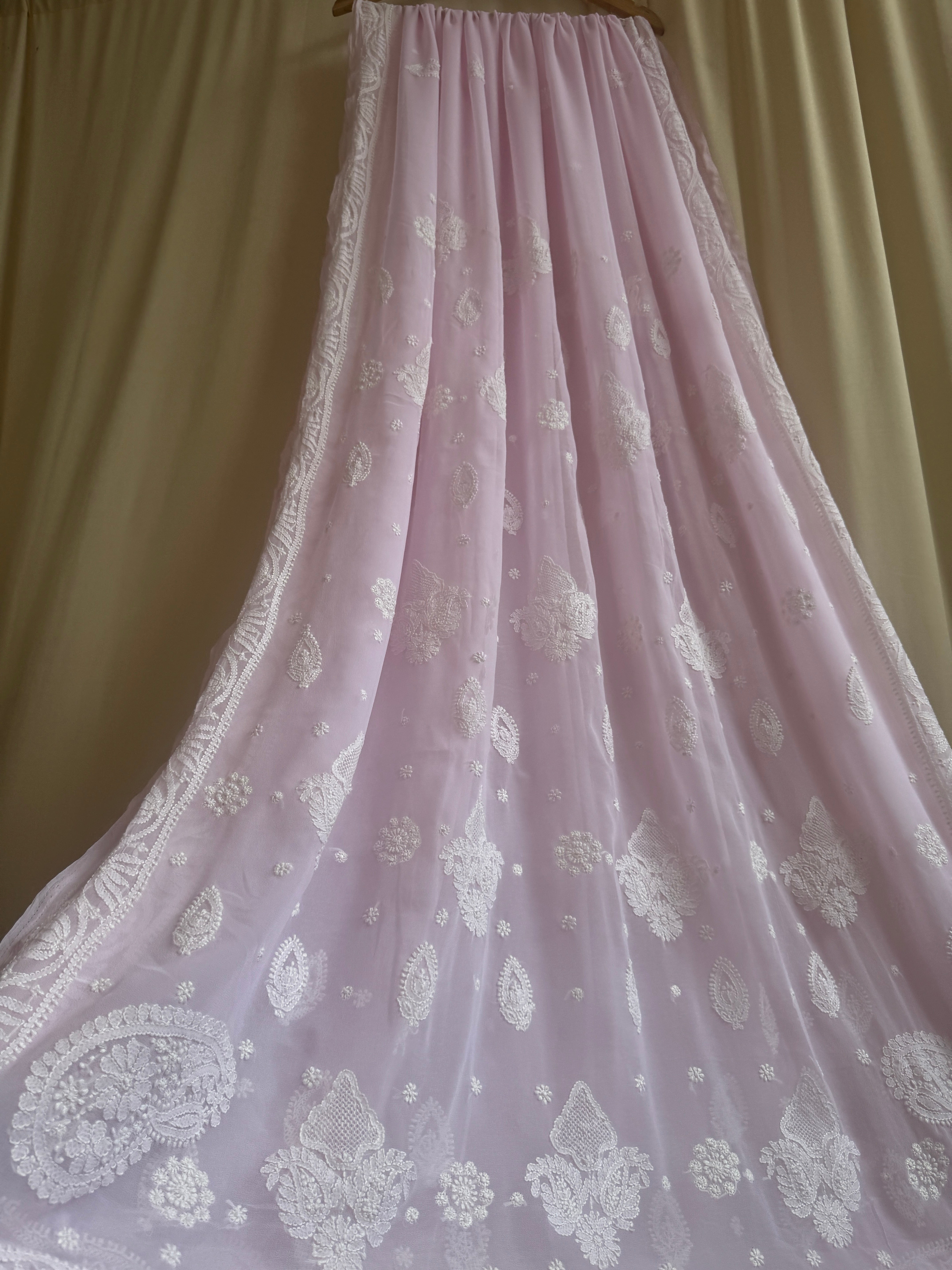 Georgette Chikankari saree in Pink
