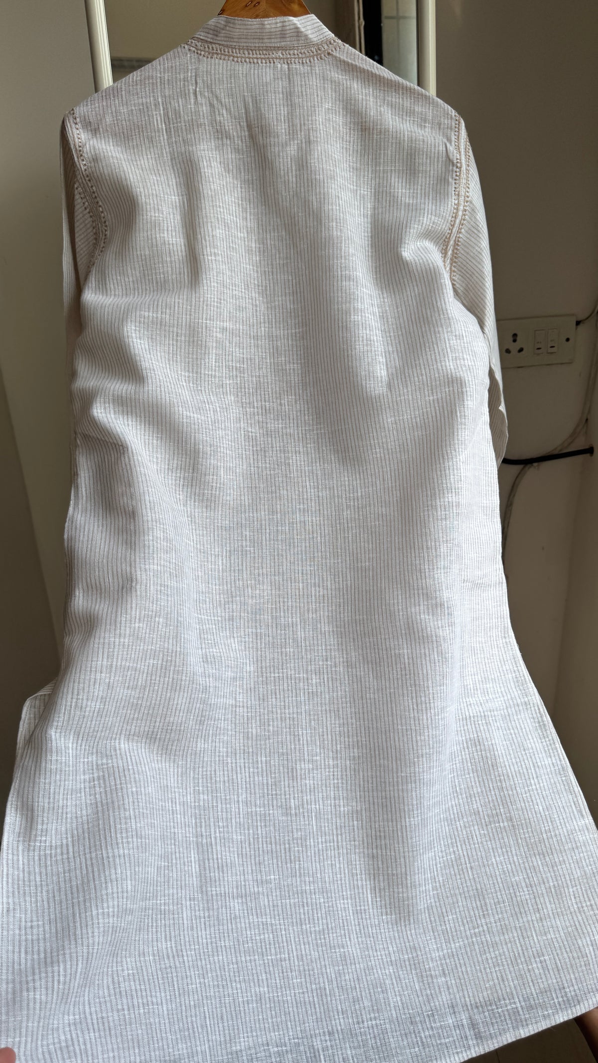Cotton Chikankari Kurta -Beige - Men's Collection