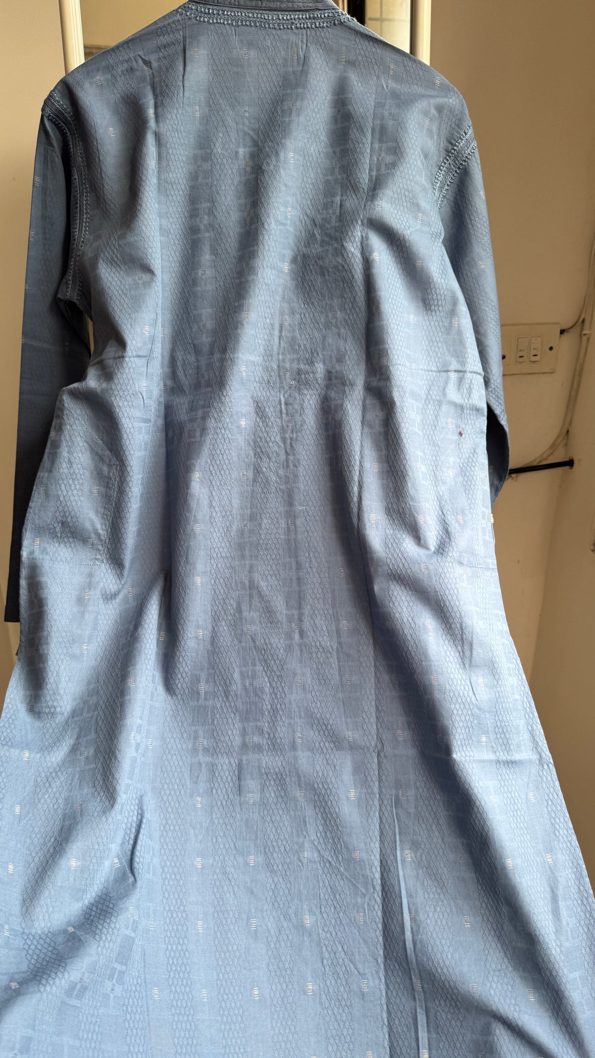 Textured Cotton Chikankari Kurta -Blue  - Men's Collection (Copy)