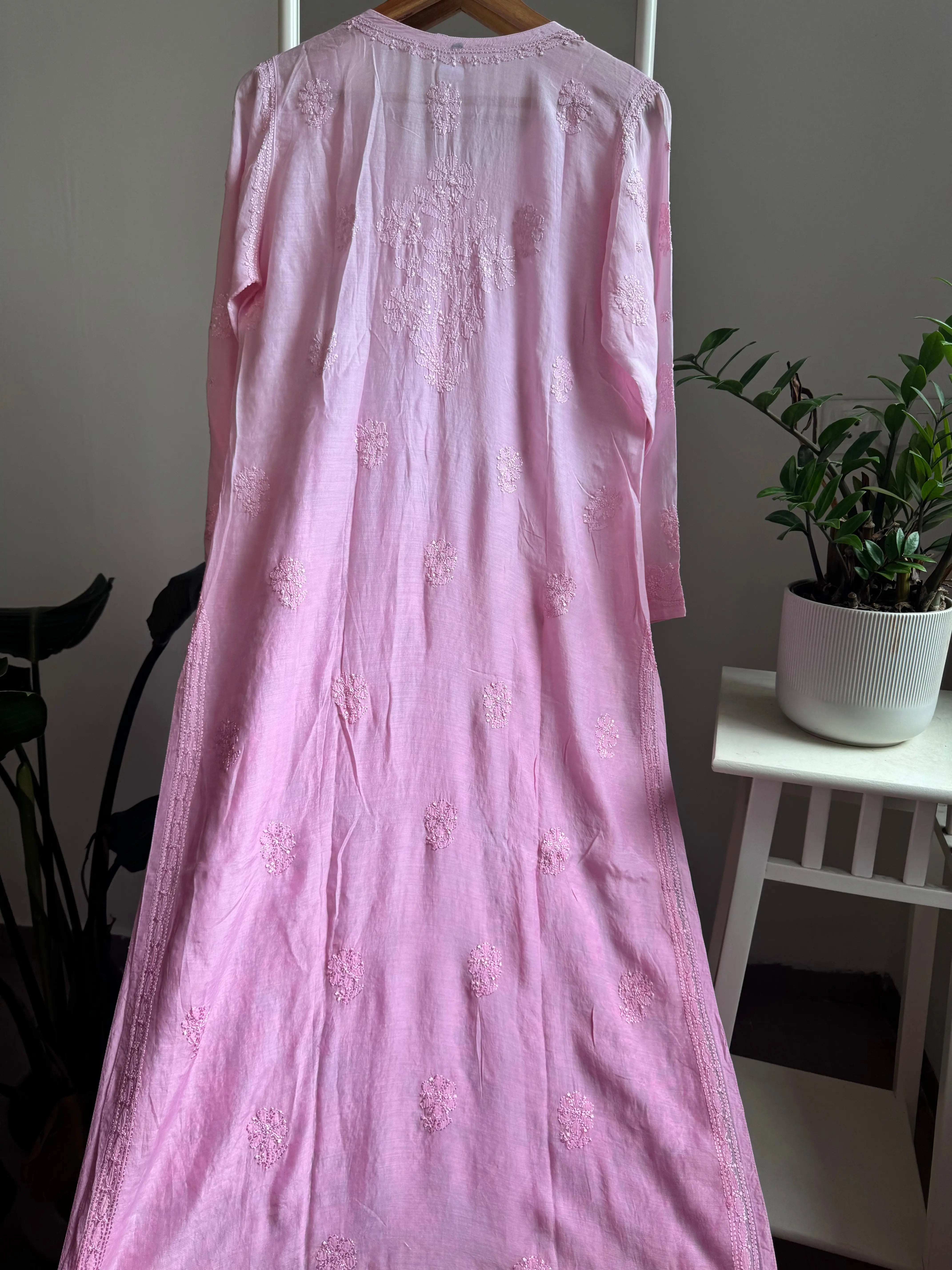 Muslin Chikankari Kurti - Pink Ombre ARIAA CHIKANKARI 