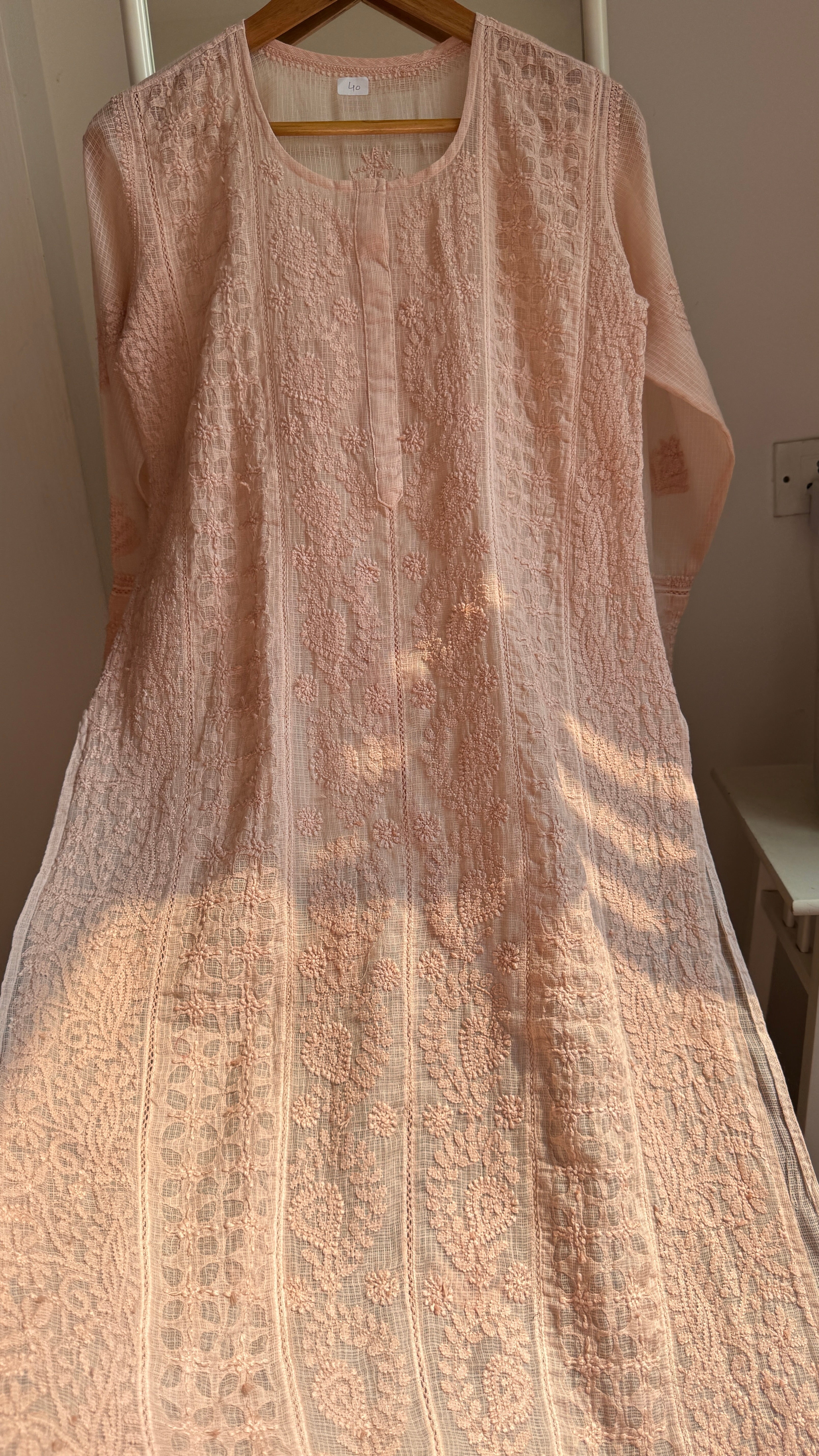 Kota Soft Cotton Chikankari Kurti - Nude Peach - CHAND Collection