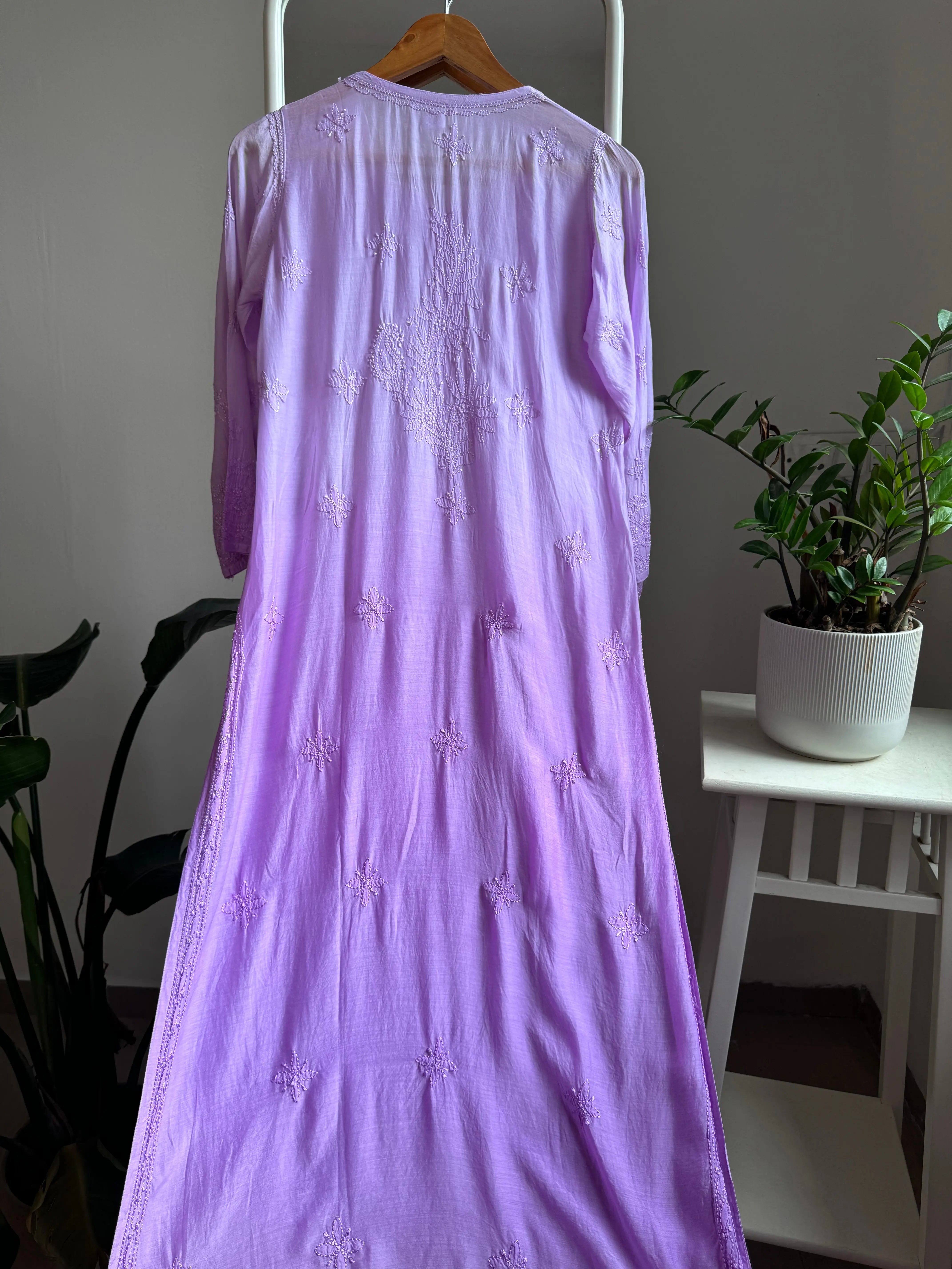 Muslin Chikankari Kurti - Lavander Ombre ARIAA CHIKANKARI 