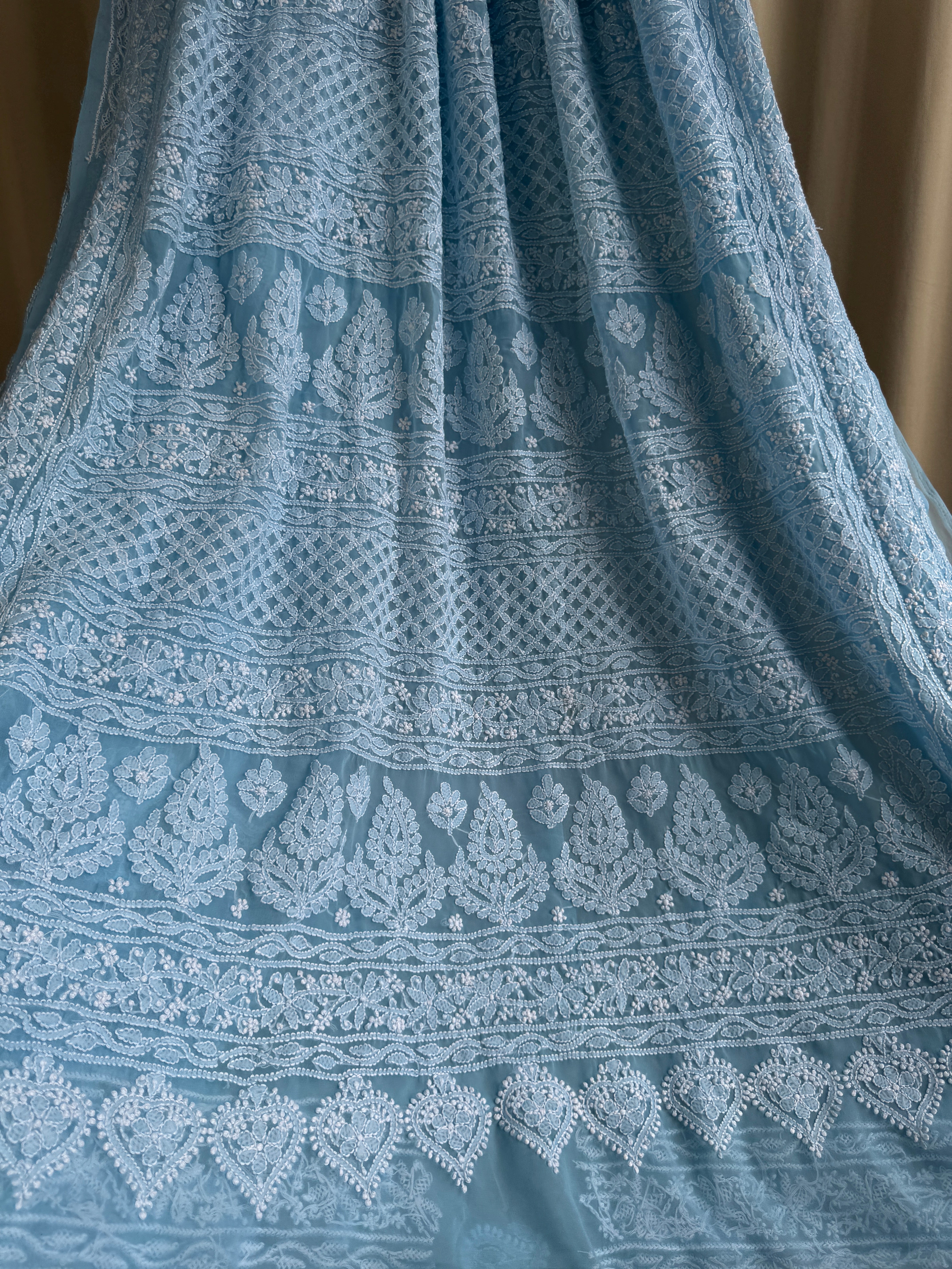 Georgette Chikankari saree in Blue