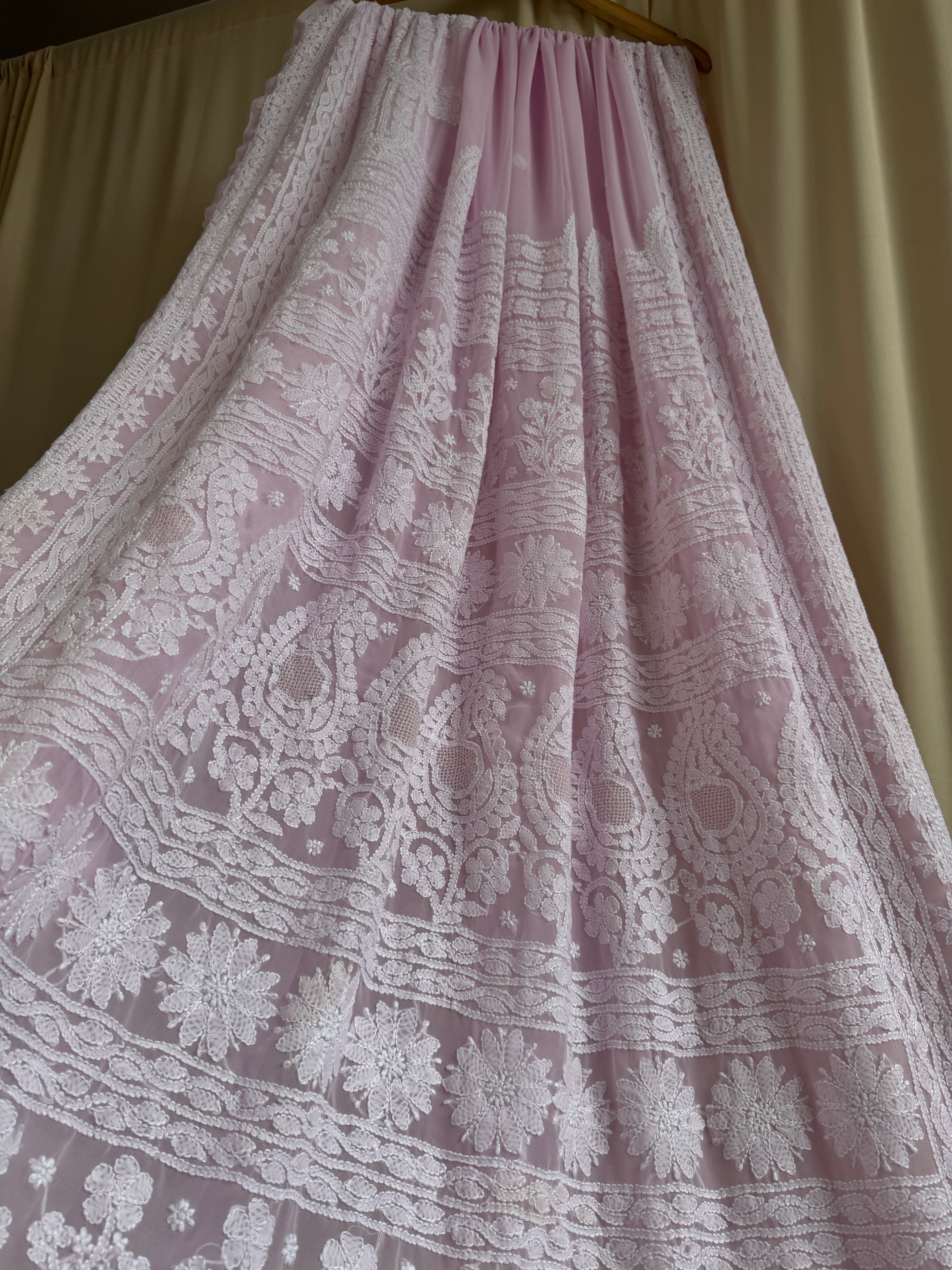 Georgette Chikankari saree in Pink