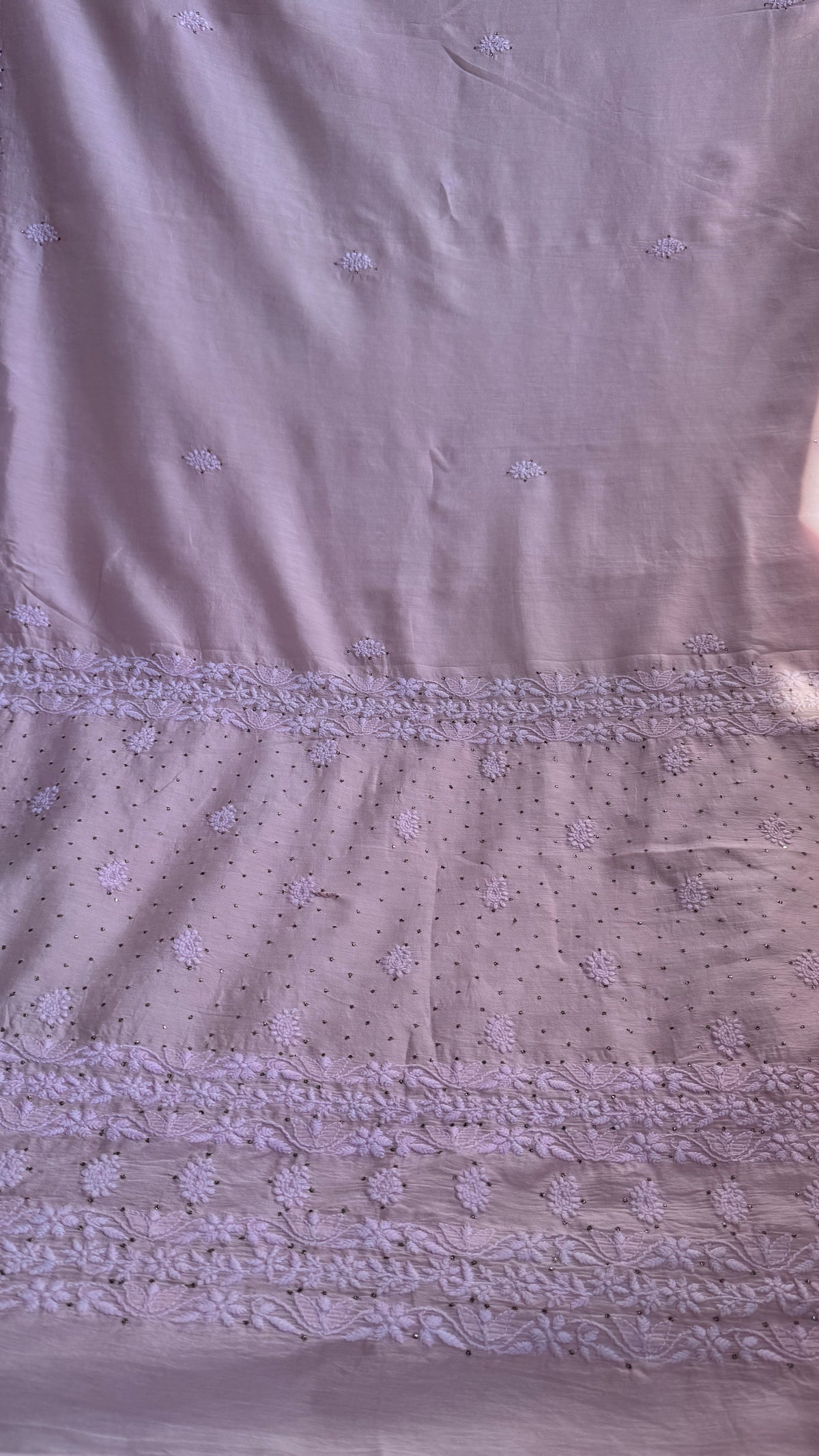 Pure Chanderi Chikankari saree in pale pink