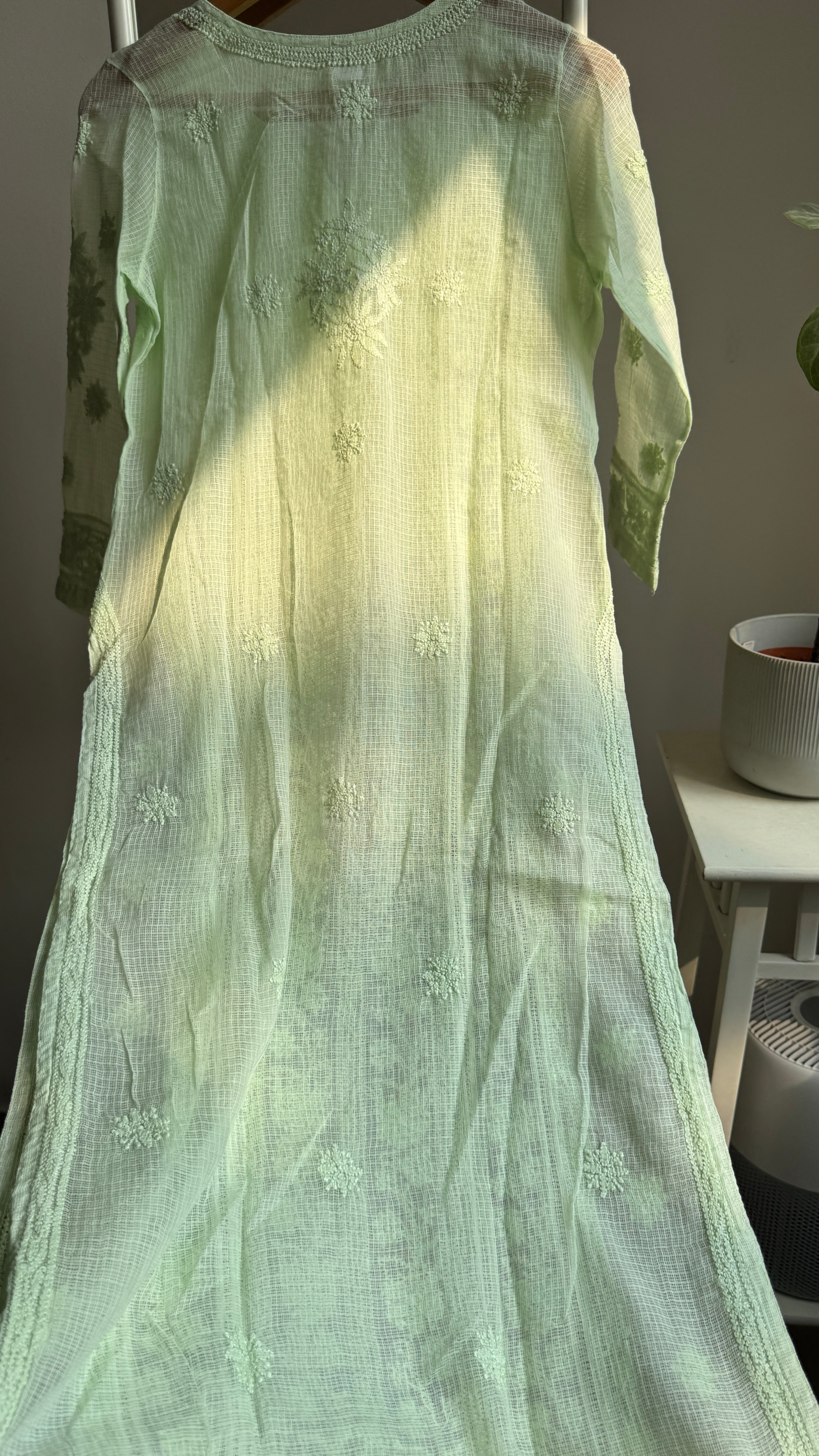Kota Soft Cotton Chikankari Kurti - Light Green - CHAND Collection