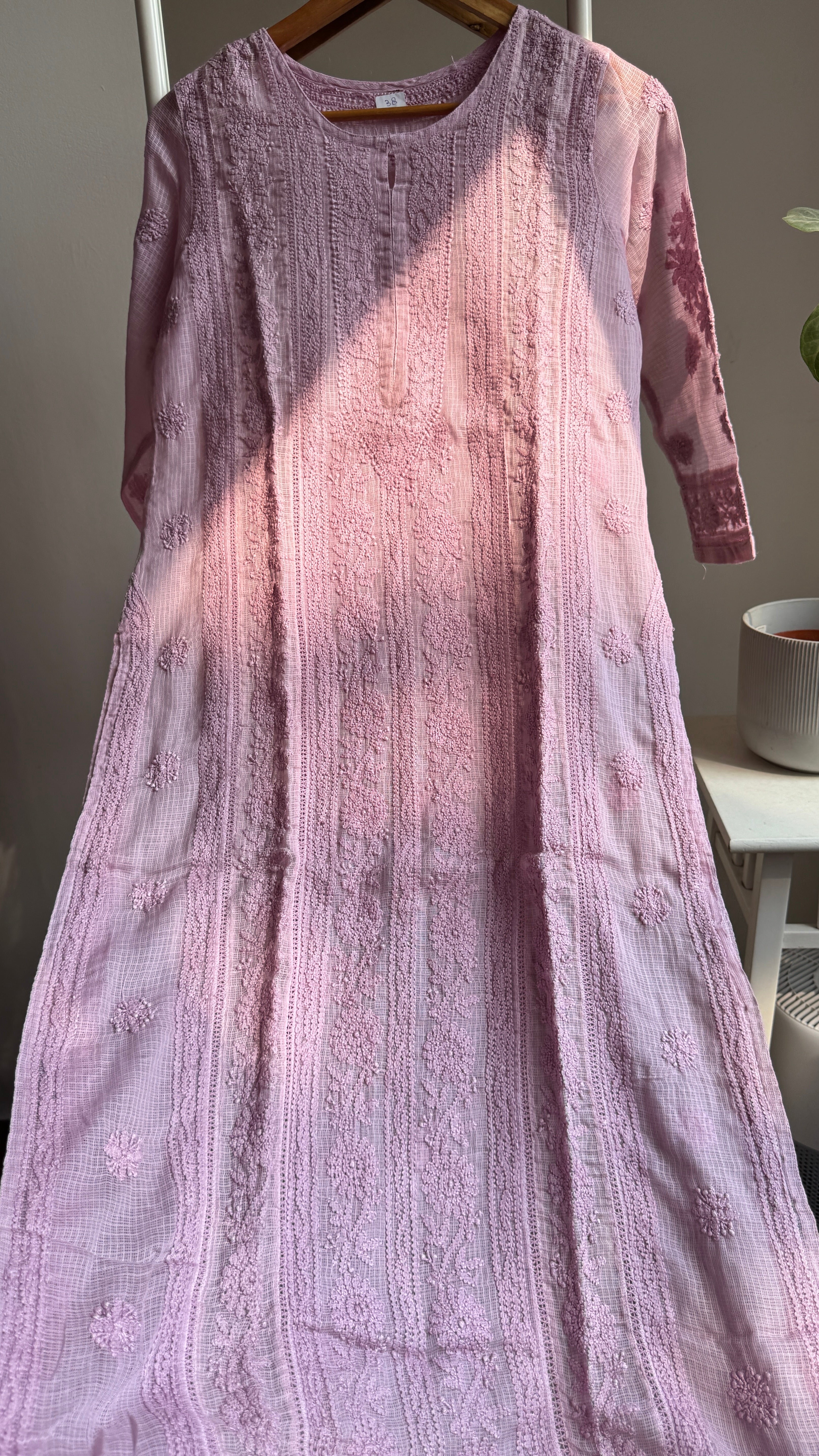 Kota Soft Cotton Chikankari Kurti - Mauve - CHAND Collection
