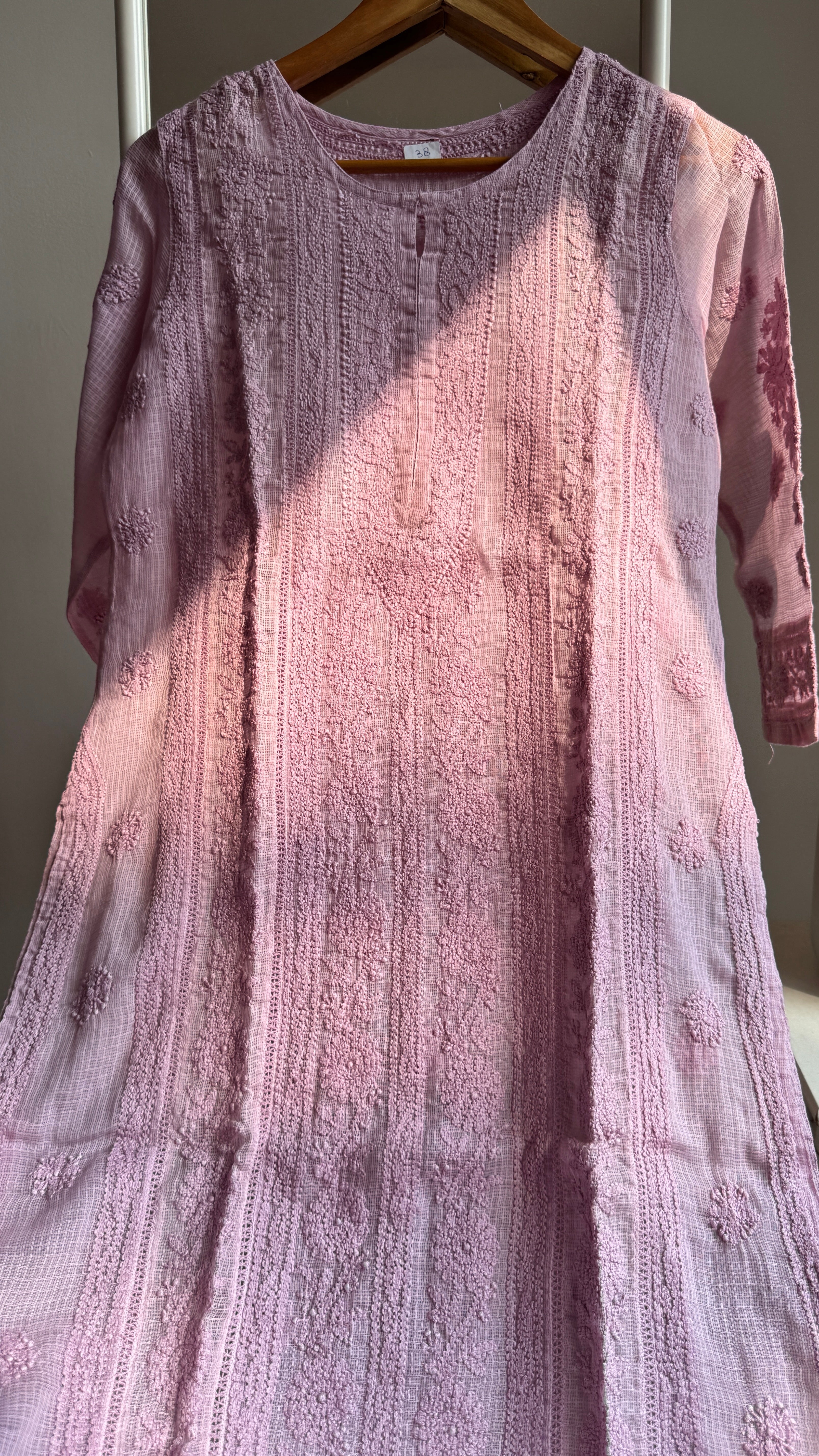 Kota Soft Cotton Chikankari Kurti - Mauve - CHAND Collection