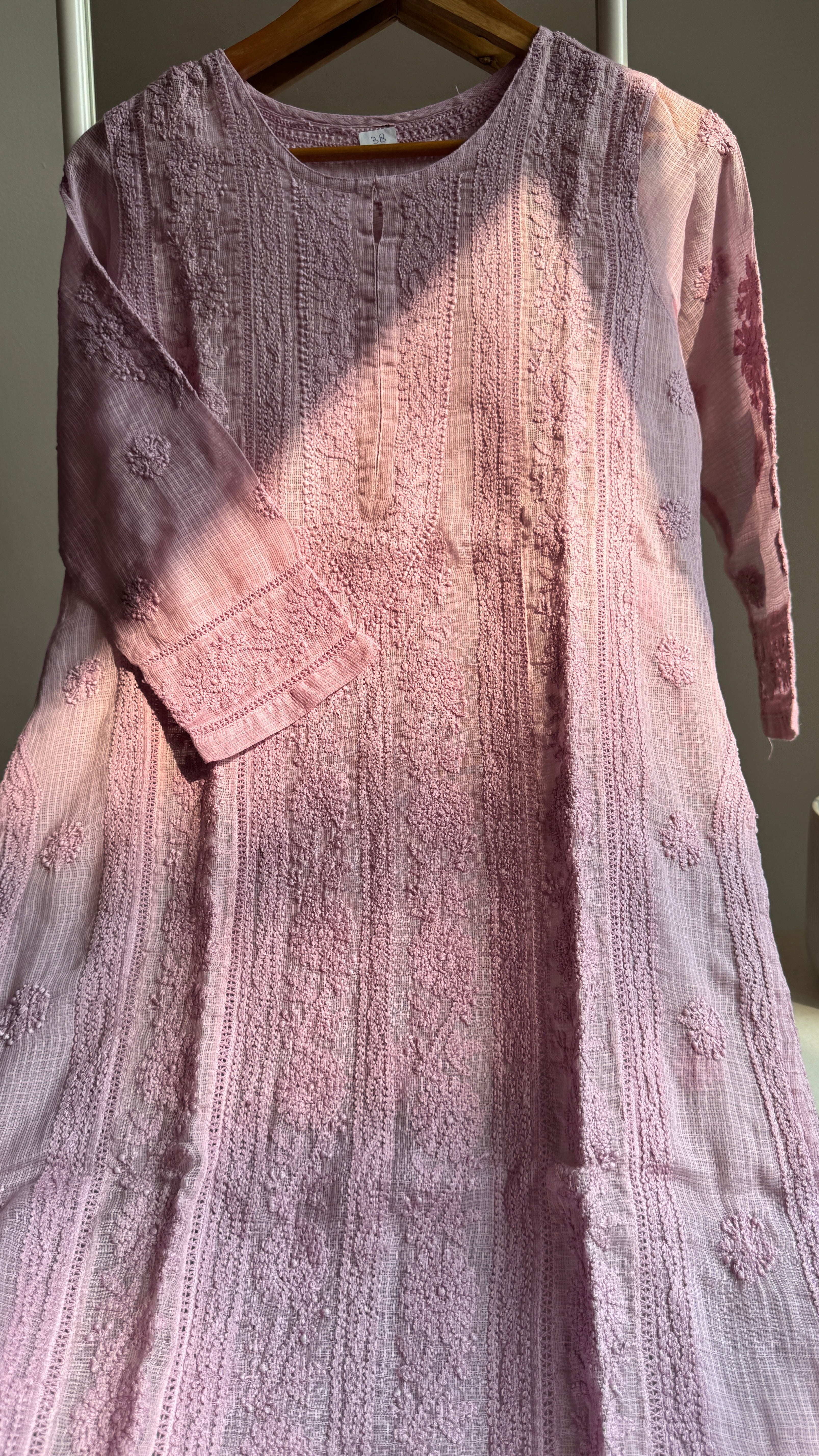 Kota Soft Cotton Chikankari Kurti - Mauve - CHAND Collection