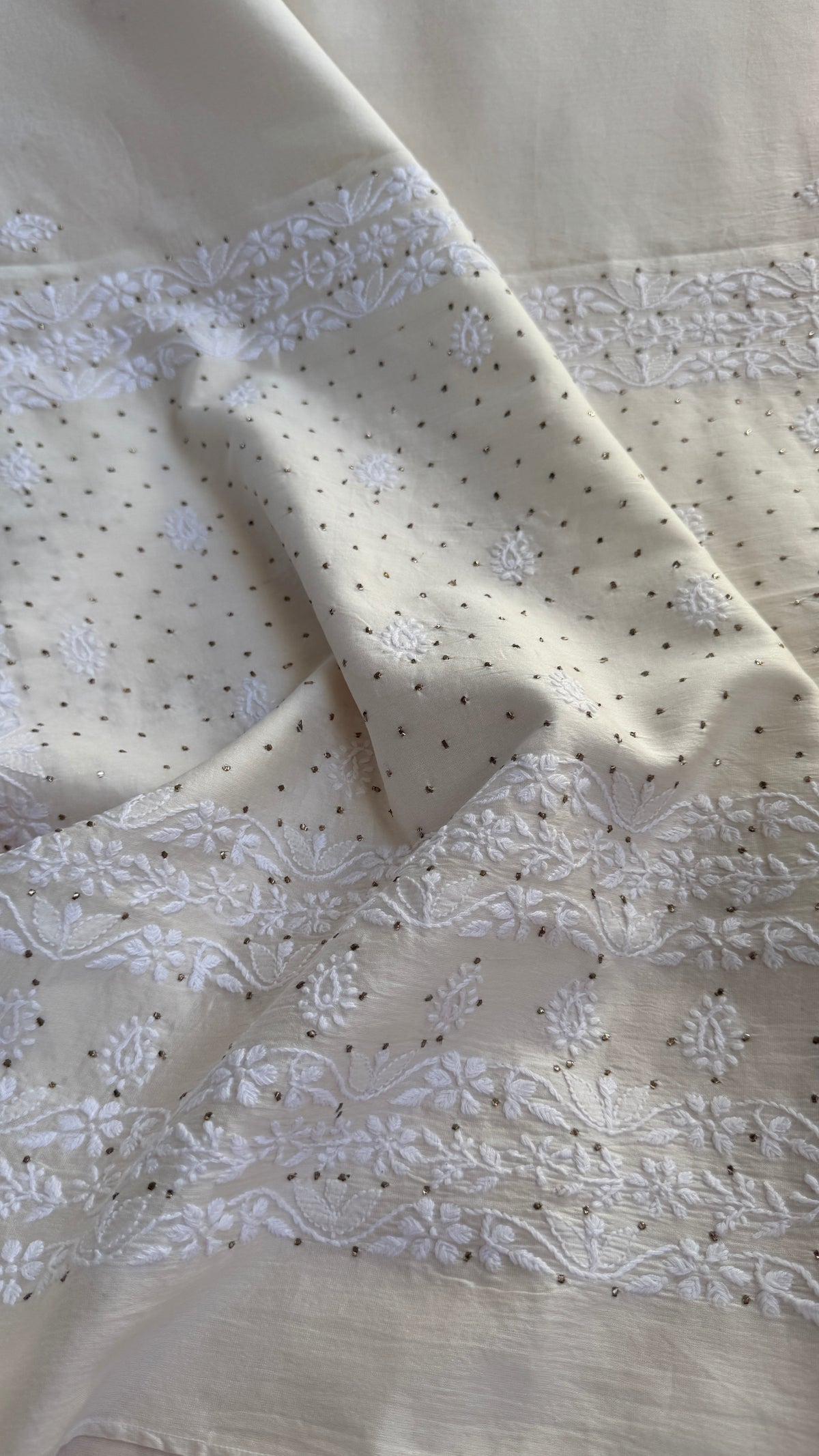 Pure Chanderi Chikankari saree in White