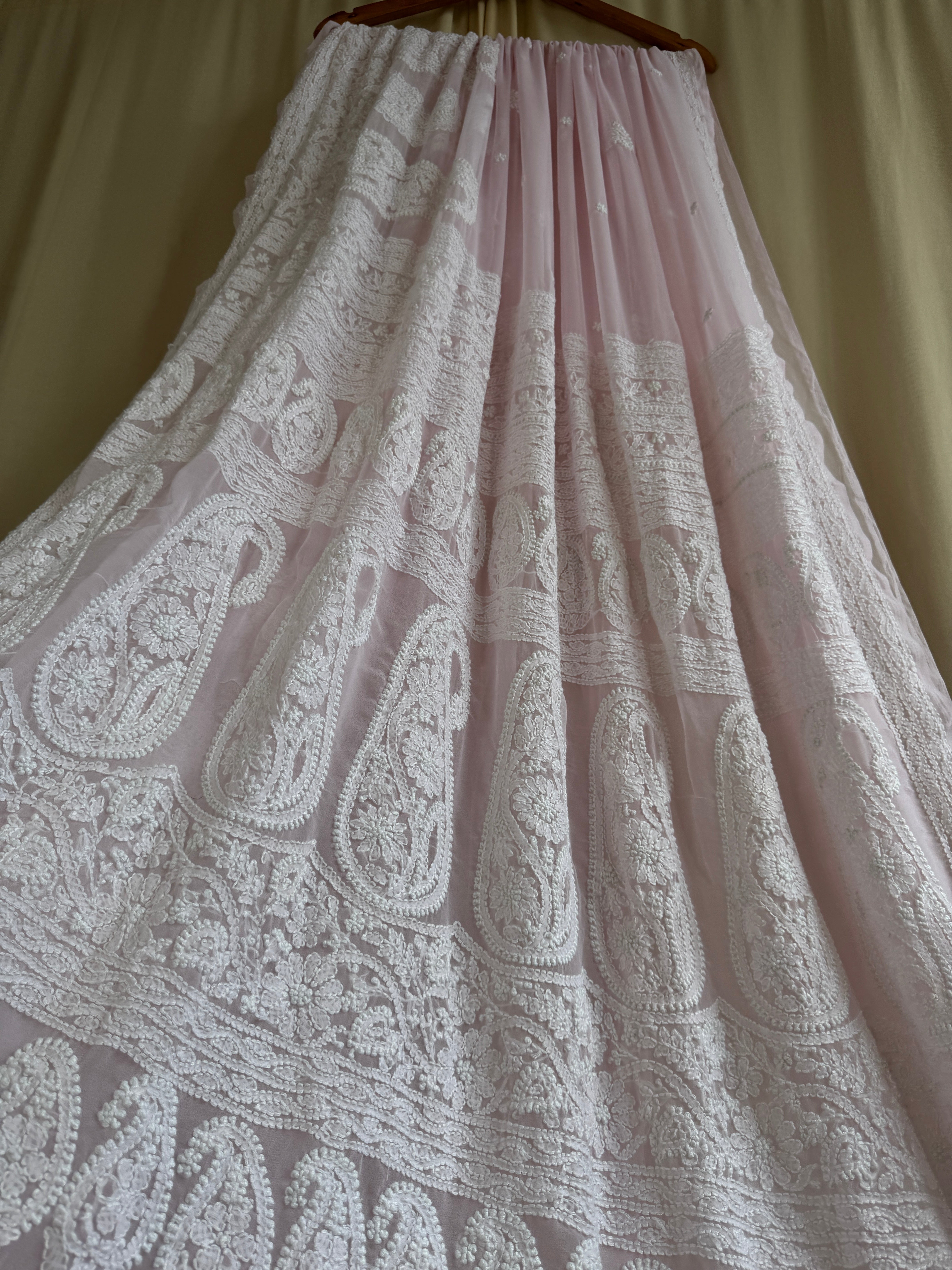 Georgette Chikankari saree in Pink