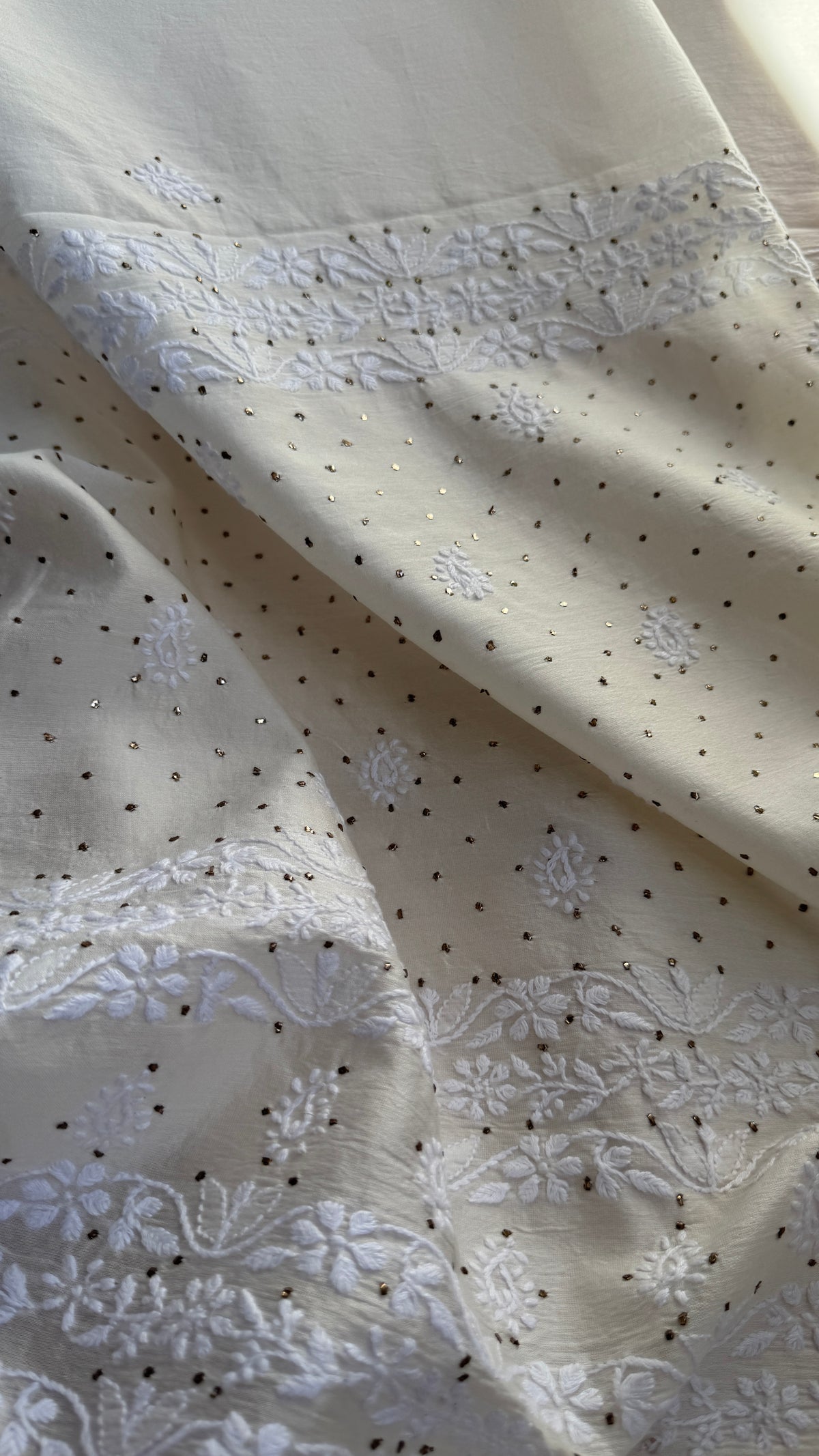Pure Chanderi Chikankari saree in White