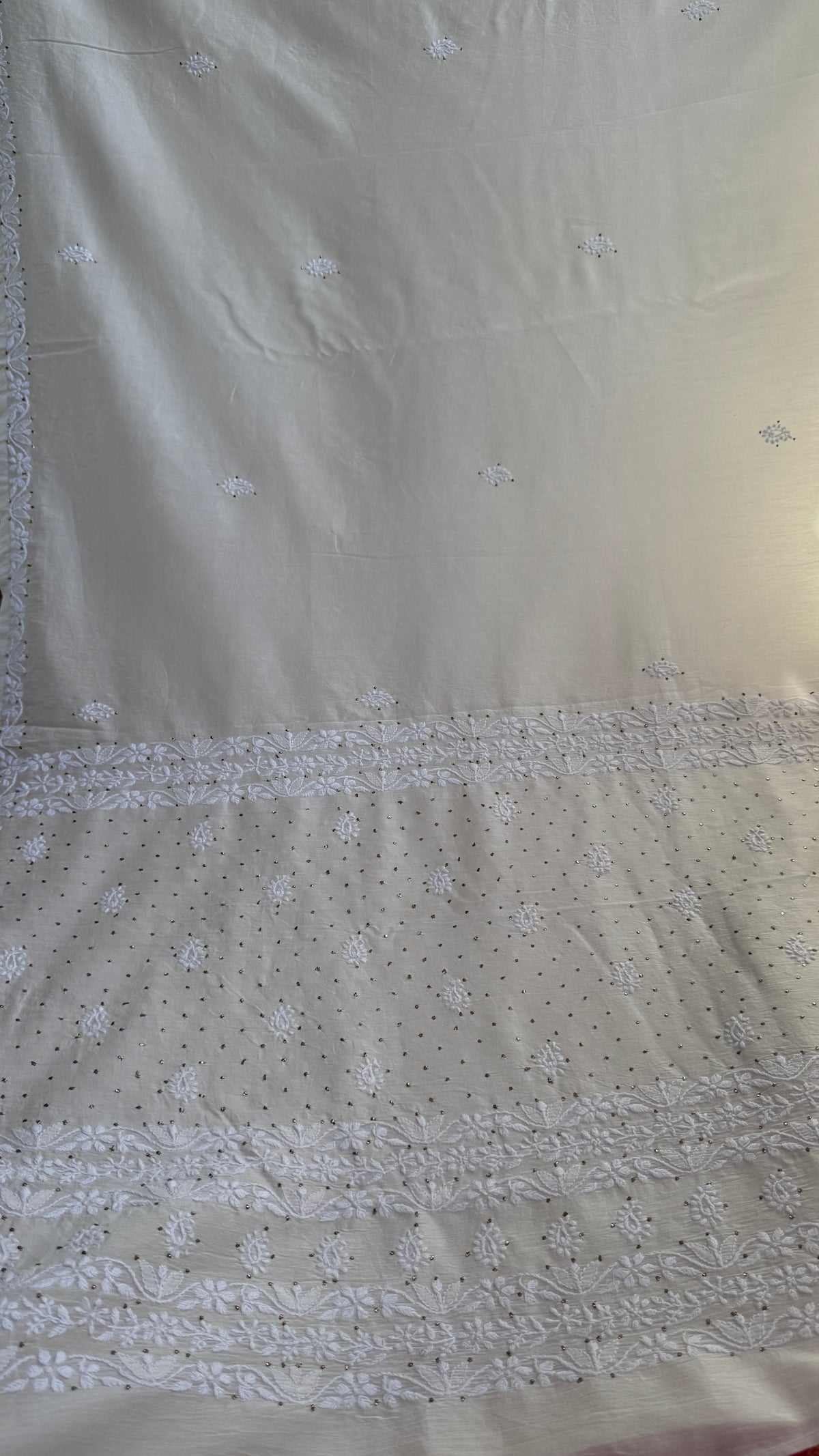 Pure Chanderi Chikankari saree in White