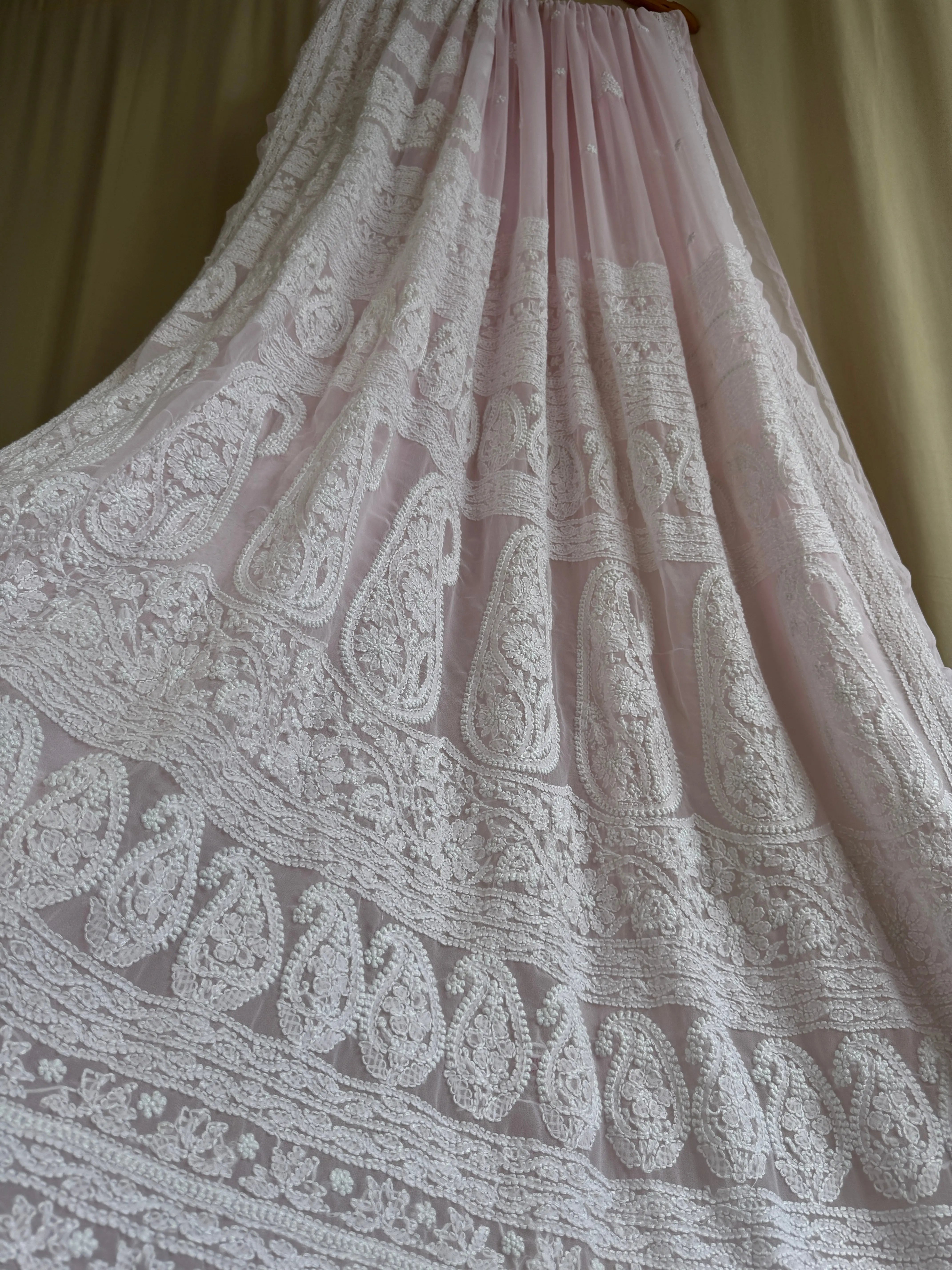 Georgette Chikankari saree in Pink ARIAA CHIKANKARI 