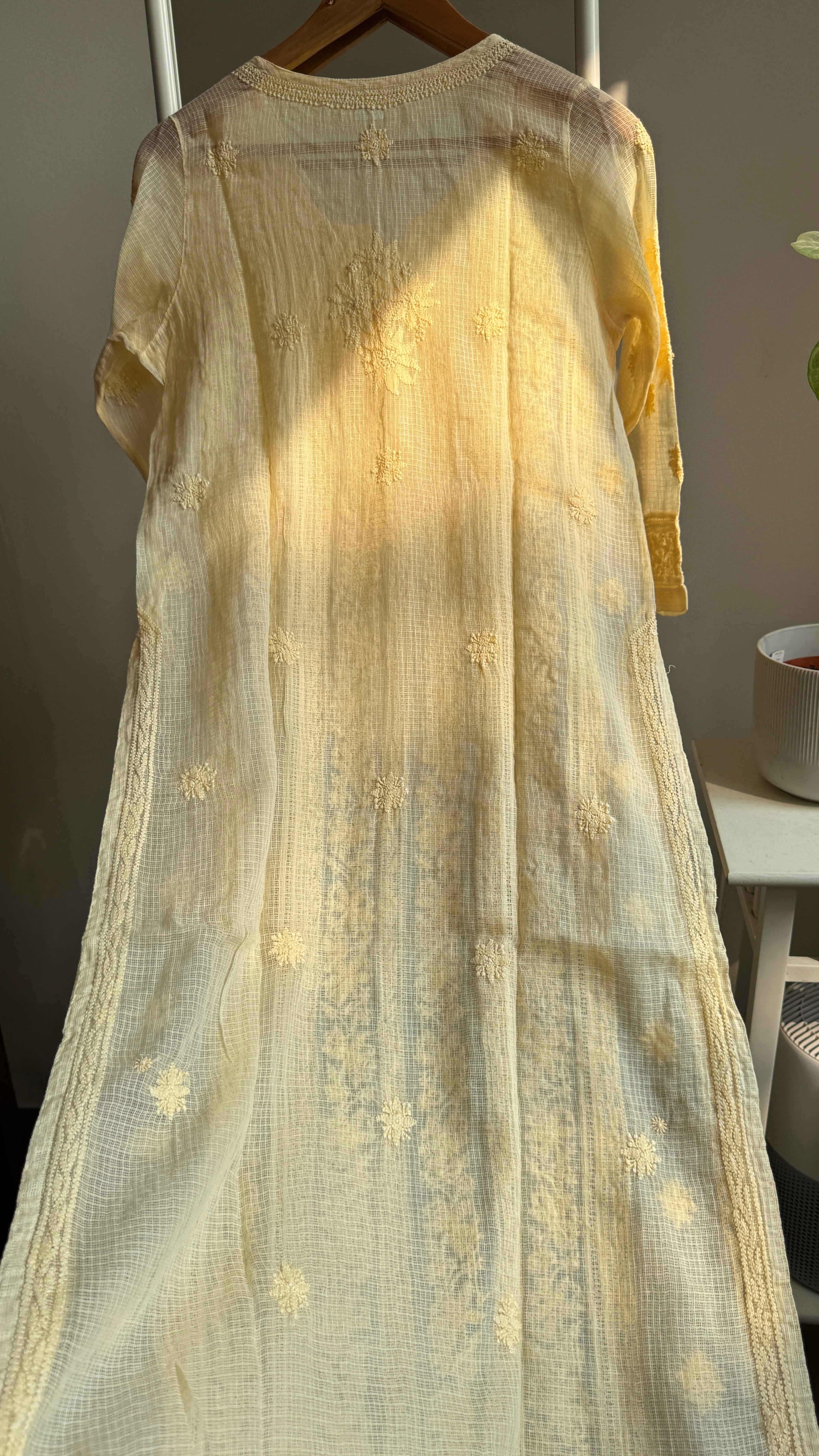 Kota Soft Cotton Chikankari Kurti - Cream Yellow - CHAND Collection