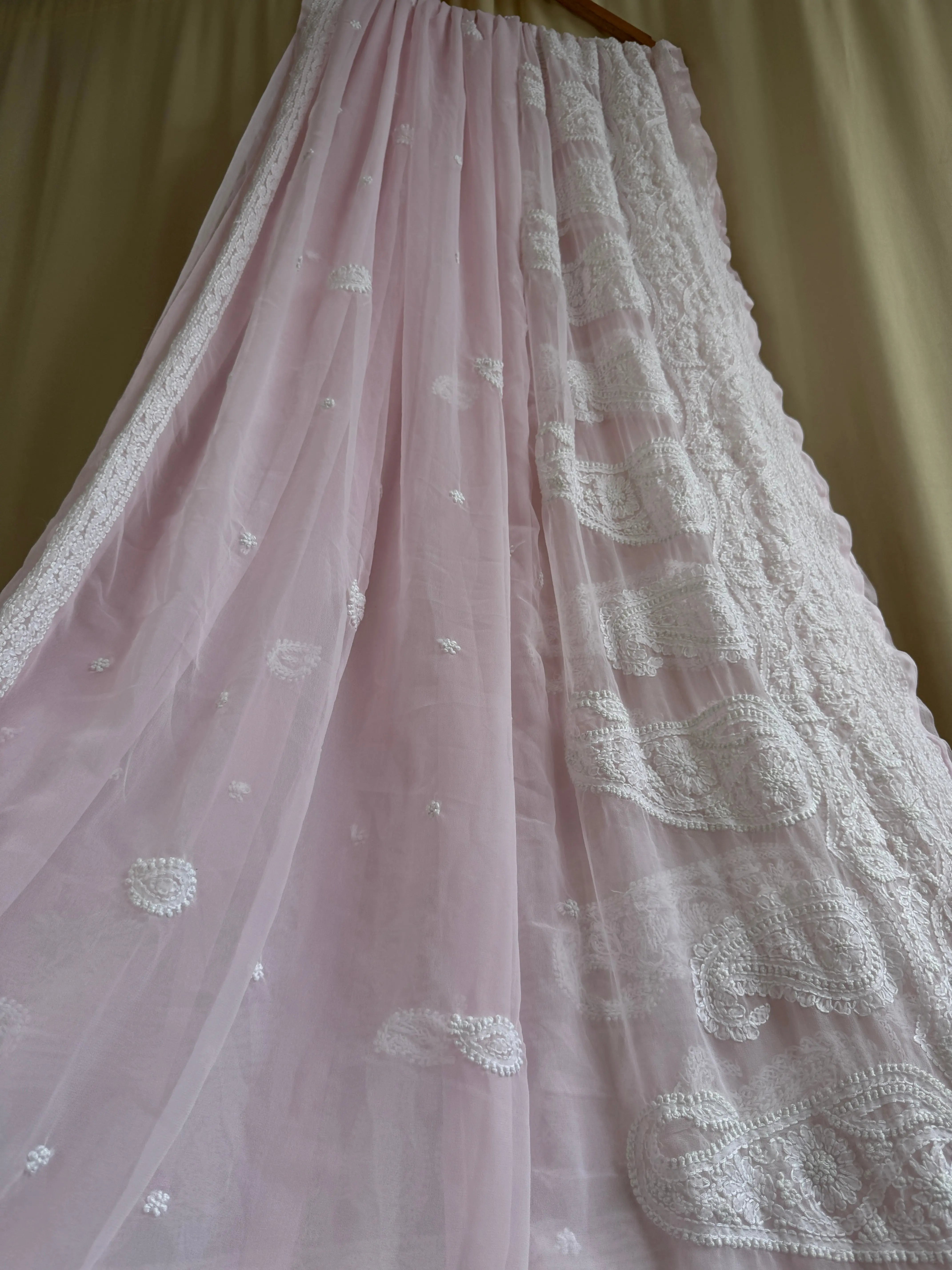 Georgette Chikankari saree in Pink ARIAA CHIKANKARI 
